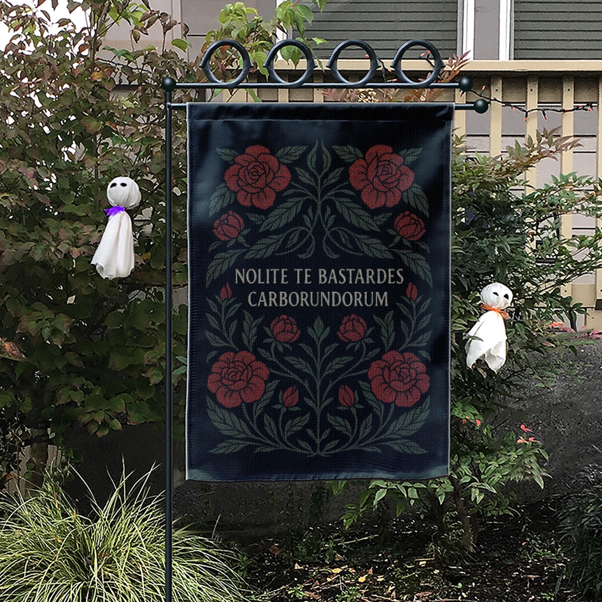 Nolite Te Bastardes Carborundorum Garden Flag – Handmaid’s Tale Quote Banner, Feminist Dark Floral Yard Decor, Empowerment Gift