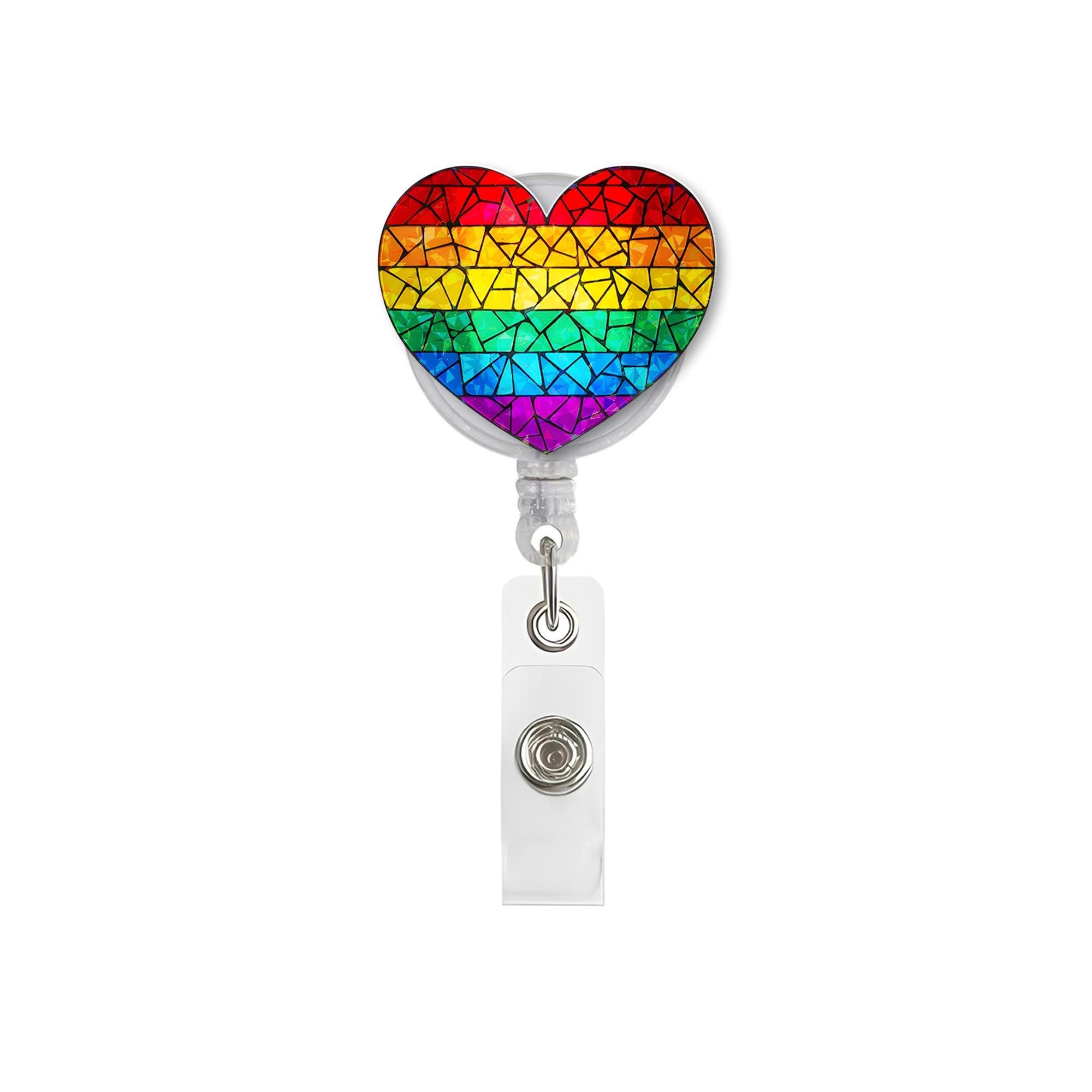 Lgbt Heart Badge Reel, Ally Nurse Bagde Clip, Rainbow Heart Id Holder, Nurse Gift, RN Id Holder, Gift For Nurse, Pride Nurse Gift