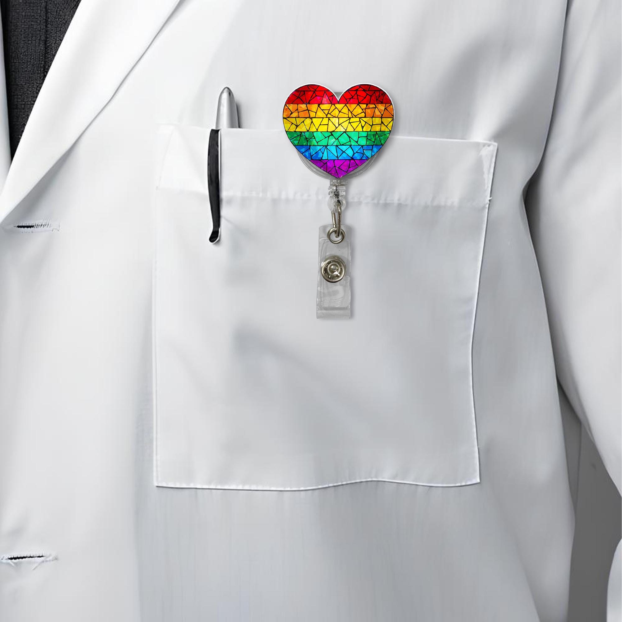 Lgbt Heart Badge Reel, Ally Nurse Bagde Clip, Rainbow Heart Id Holder, Nurse Gift, RN Id Holder, Gift For Nurse, Pride Nurse Gift
