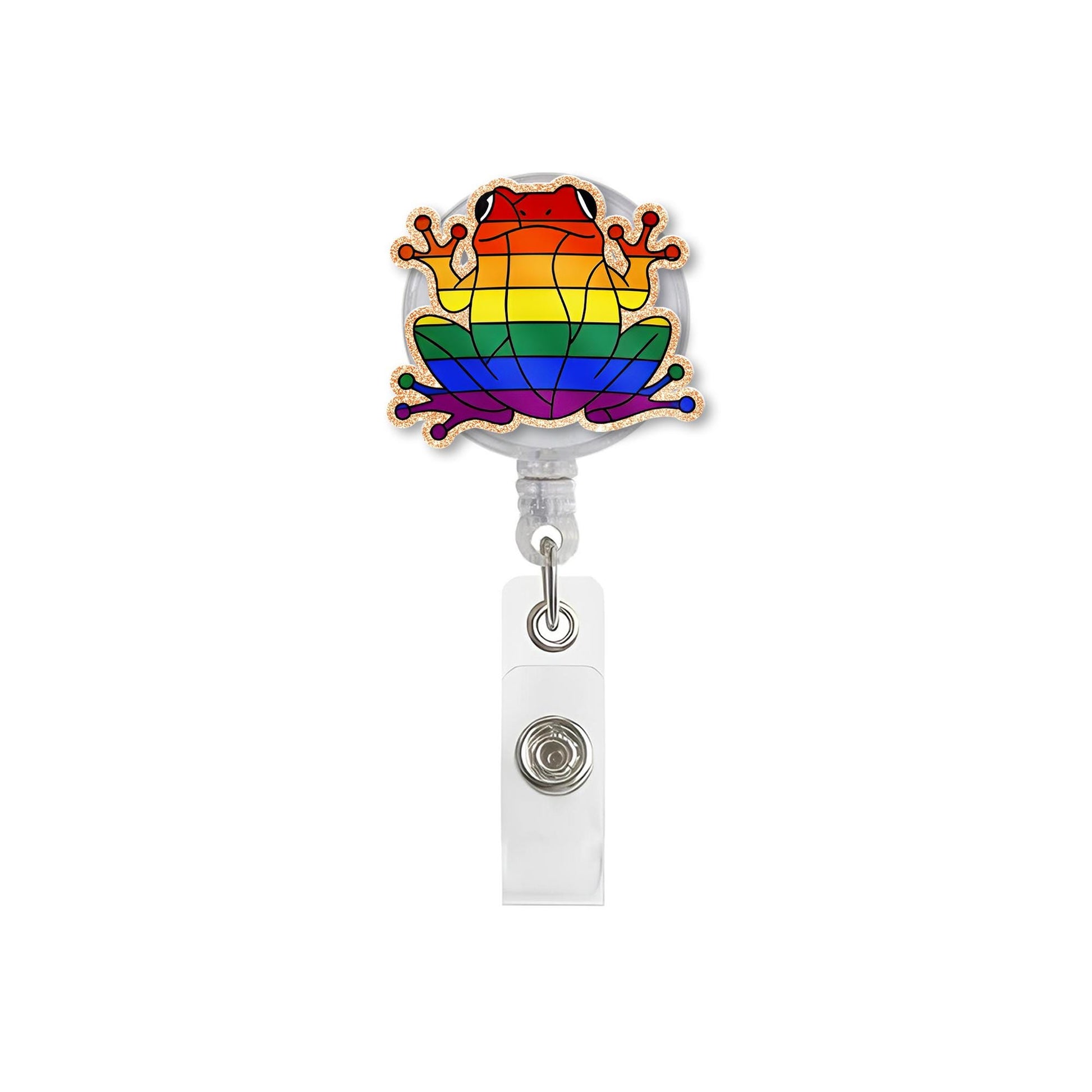 Rainbow Frog Badge Reel, LGBTQ Pride ID Holder, Cute Nurse Clip, Queer Frog Accessory, Colorful Badge Reel, Fun Gift for Coworker