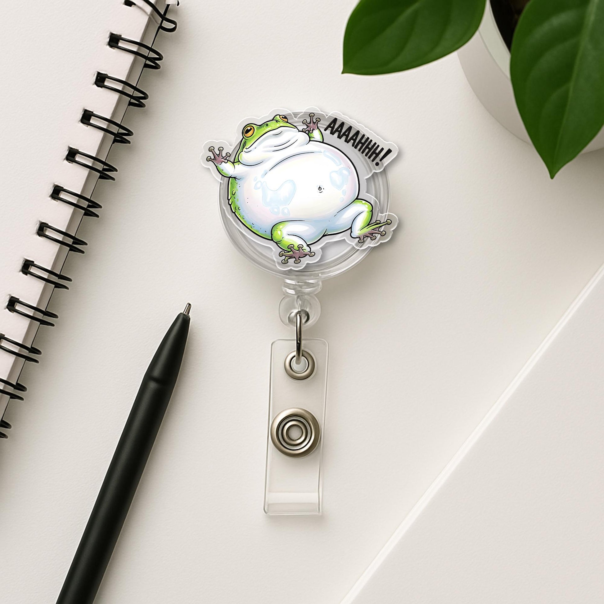 Funny Rainfrog Badge Reel, Screaming Frog ID Clip, Cute Nurse Badge, Quirky Office Gift, Animal Badge Holder, Frog Lover Accessory