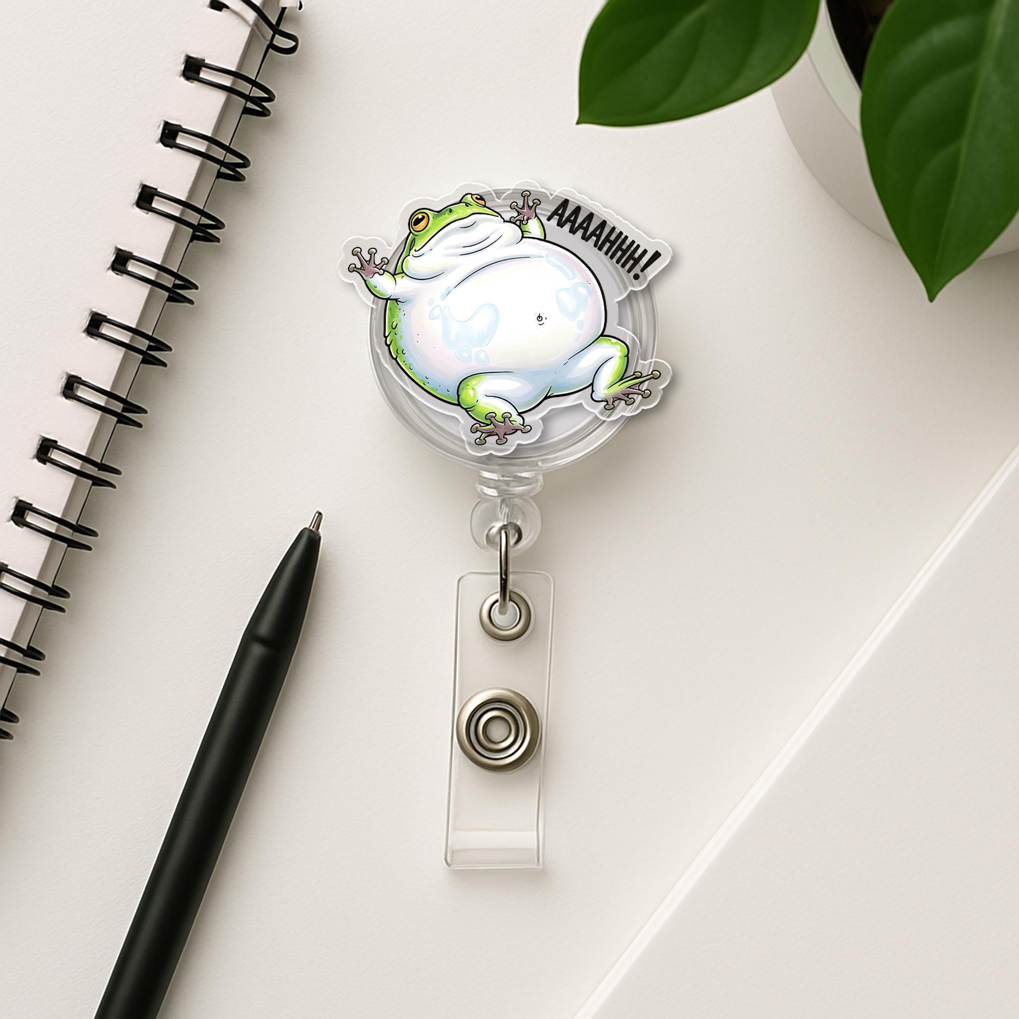 Funny Rainfrog Badge Reel, Screaming Frog ID Clip, Cute Nurse Badge, Quirky Office Gift, Animal Badge Holder, Frog Lover Accessory