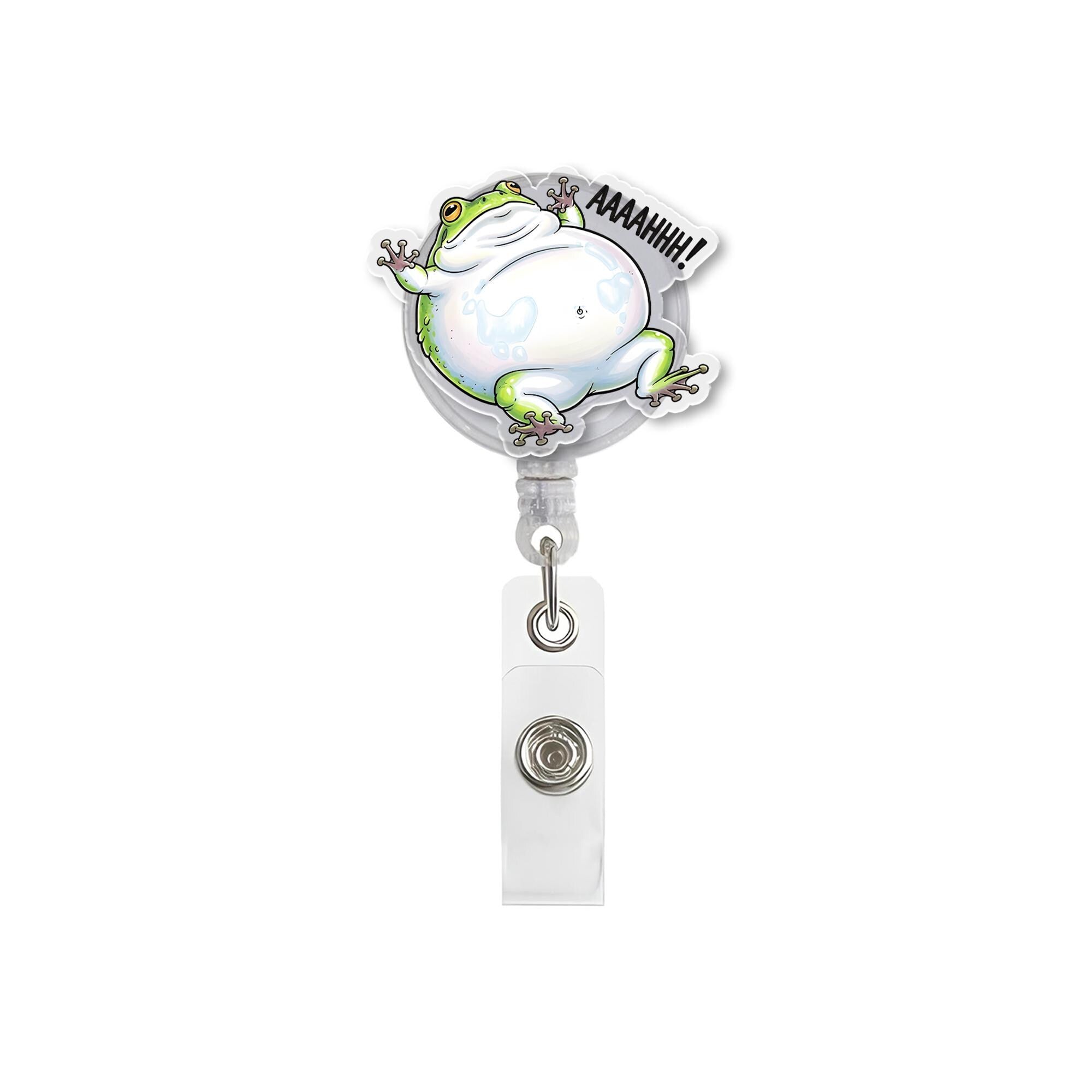Funny Rainfrog Badge Reel, Screaming Frog ID Clip, Cute Nurse Badge, Quirky Office Gift, Animal Badge Holder, Frog Lover Accessory
