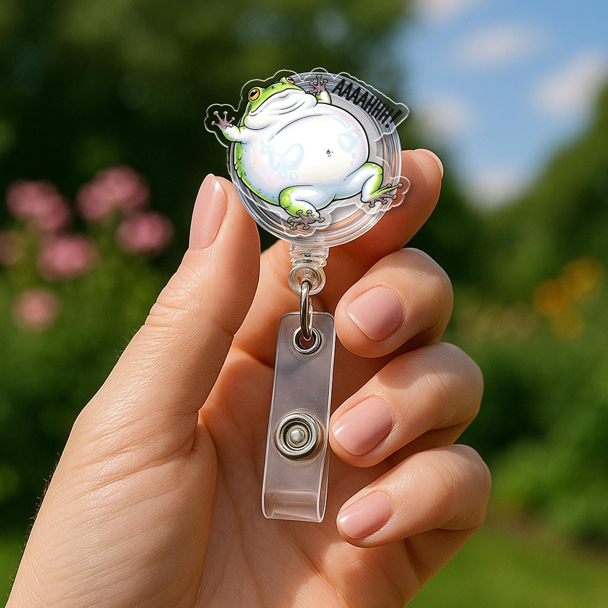 Funny Rainfrog Badge Reel, Screaming Frog ID Clip, Cute Nurse Badge, Quirky Office Gift, Animal Badge Holder, Frog Lover Accessory