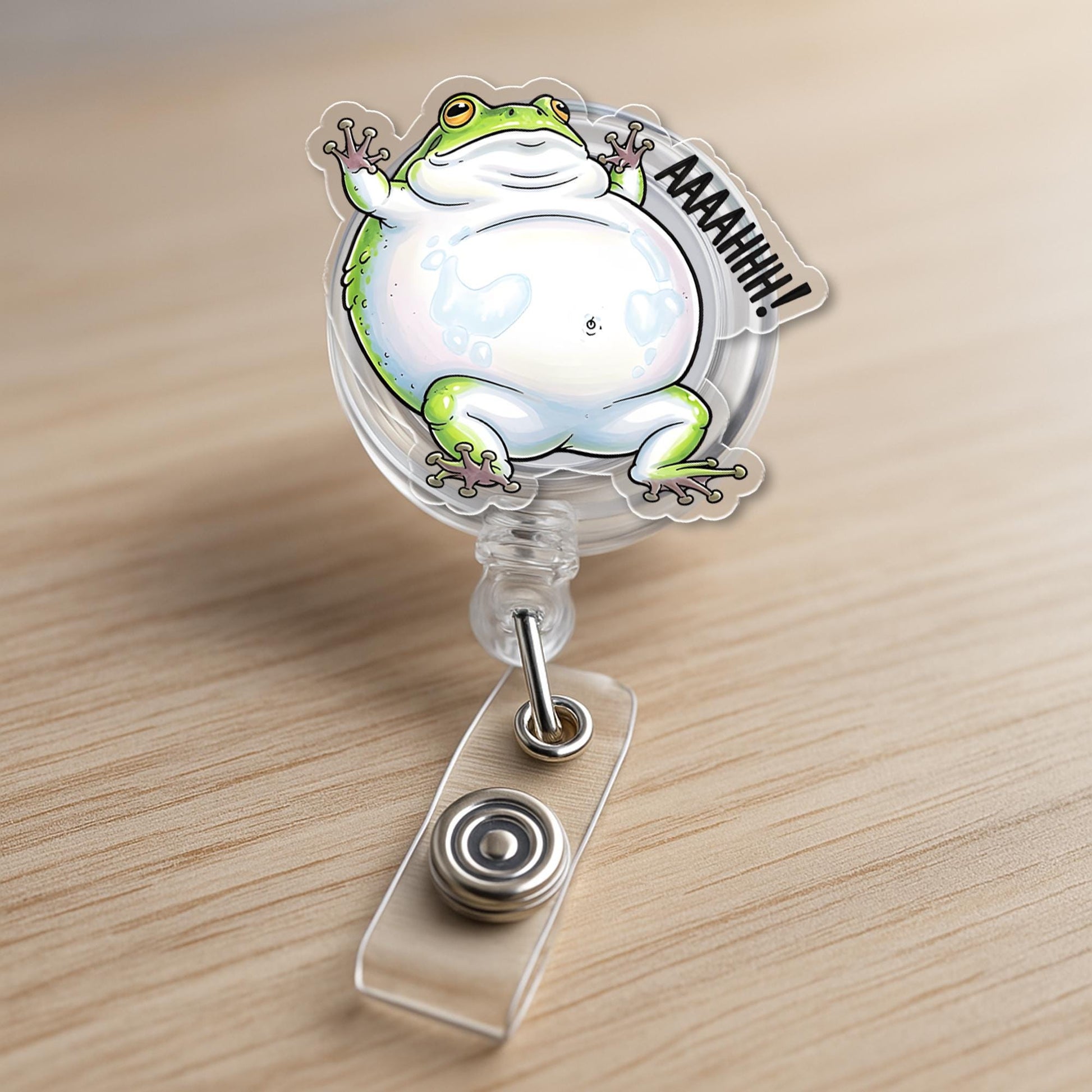 Funny Rainfrog Badge Reel, Screaming Frog ID Clip, Cute Nurse Badge, Quirky Office Gift, Animal Badge Holder, Frog Lover Accessory