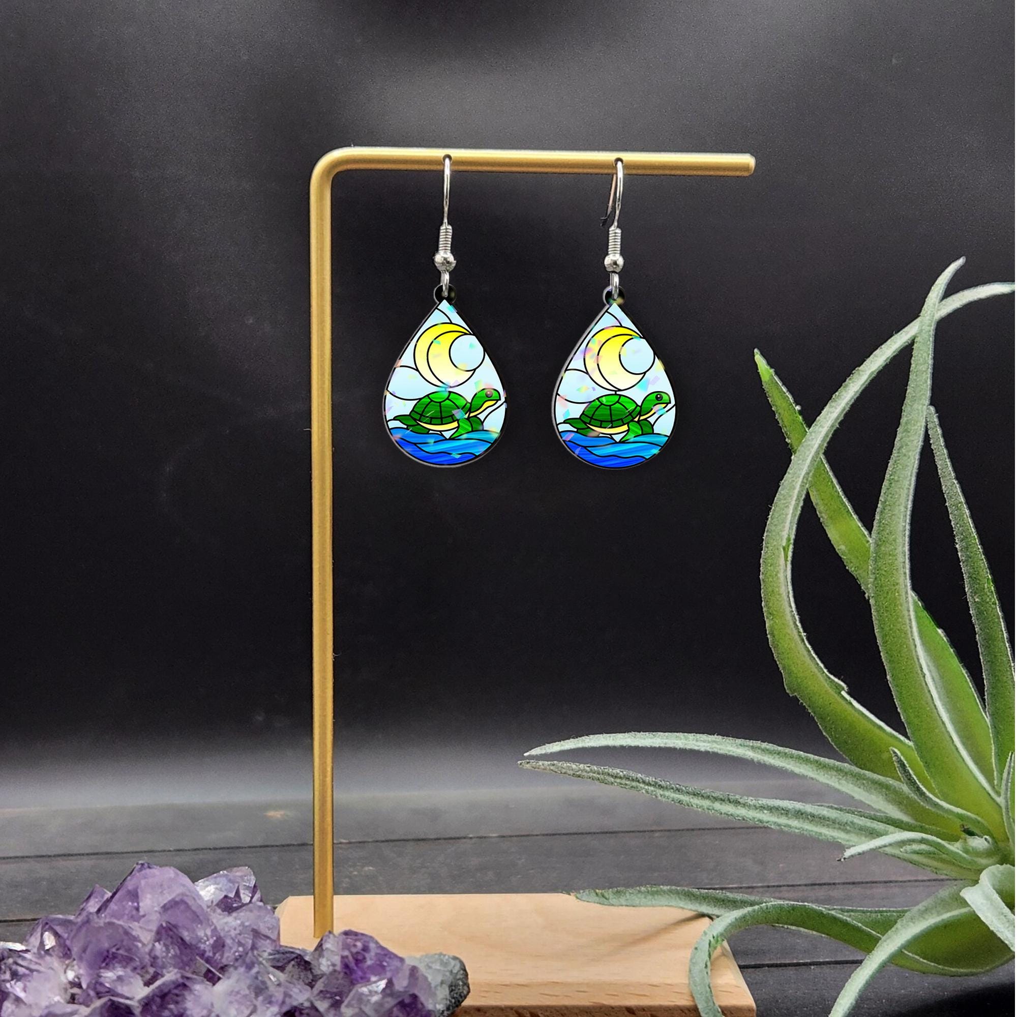 Sea Turtle Teardrop Earrings | Ocean Jewelry | Beach Lover Summer Gift | Coastal Nature Animal Accessory gift for turtle lover