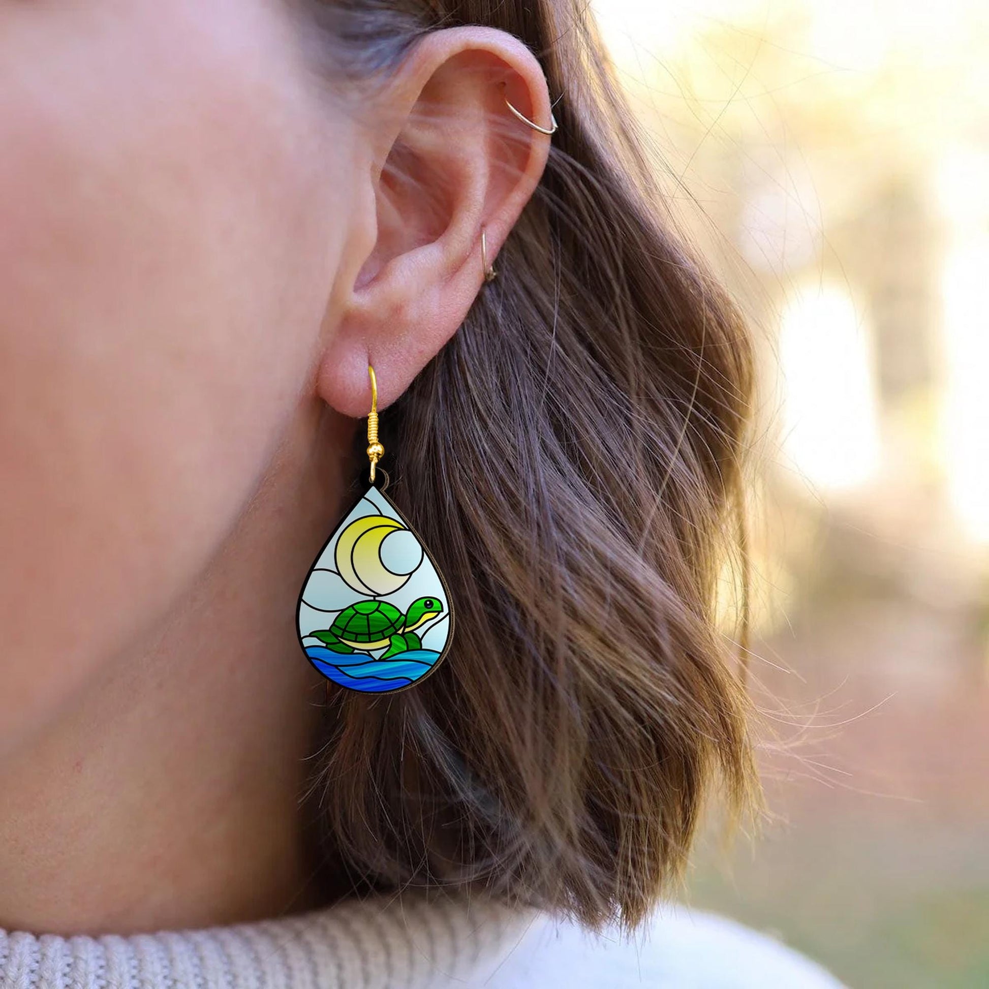Sea Turtle Teardrop Earrings | Ocean Jewelry | Beach Lover Summer Gift | Coastal Nature Animal Accessory gift for turtle lover