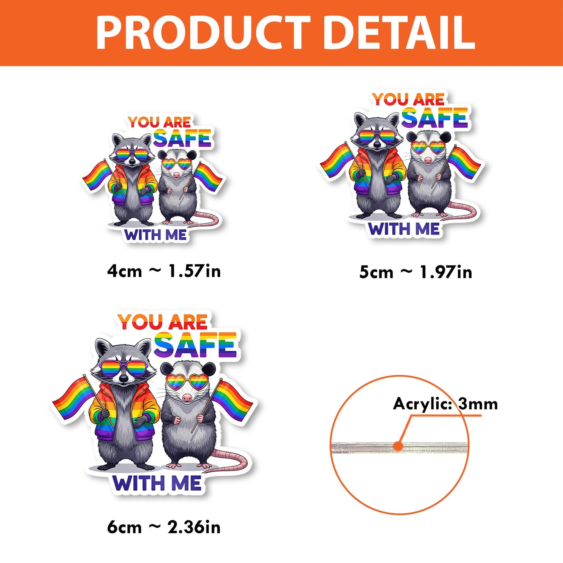 You Are Safe With Me Badge Reel – Cute LGBTQ+ Raccoon & Possum ID Holder, Pride Nurse Gift, Inclusive Office Accessory, Pride Month Gift