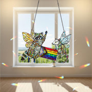 Pride Fairy Possum Decor, Fairy Raccoon Art, Pride Flag Hologram, LGBTQ Wall Decor, Cute Animal Pride Gift,Queer Fairycore Decor,Animal Gift