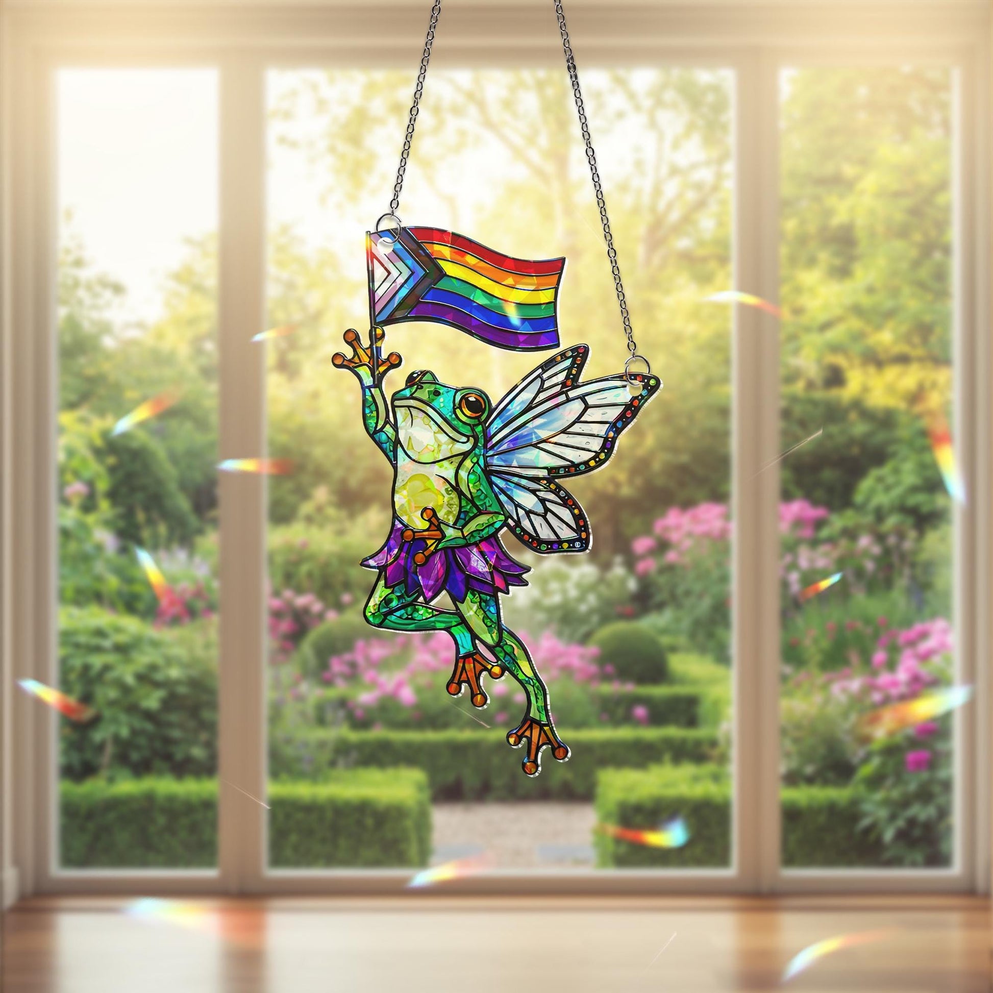 Fairy Frog Pride Decor, Hologram Frog Art, LGBTQ Wall Decor, Cute Queer Gift, Pride Flag Fairycore, Magical Animal Decor, Gay Frog Decor