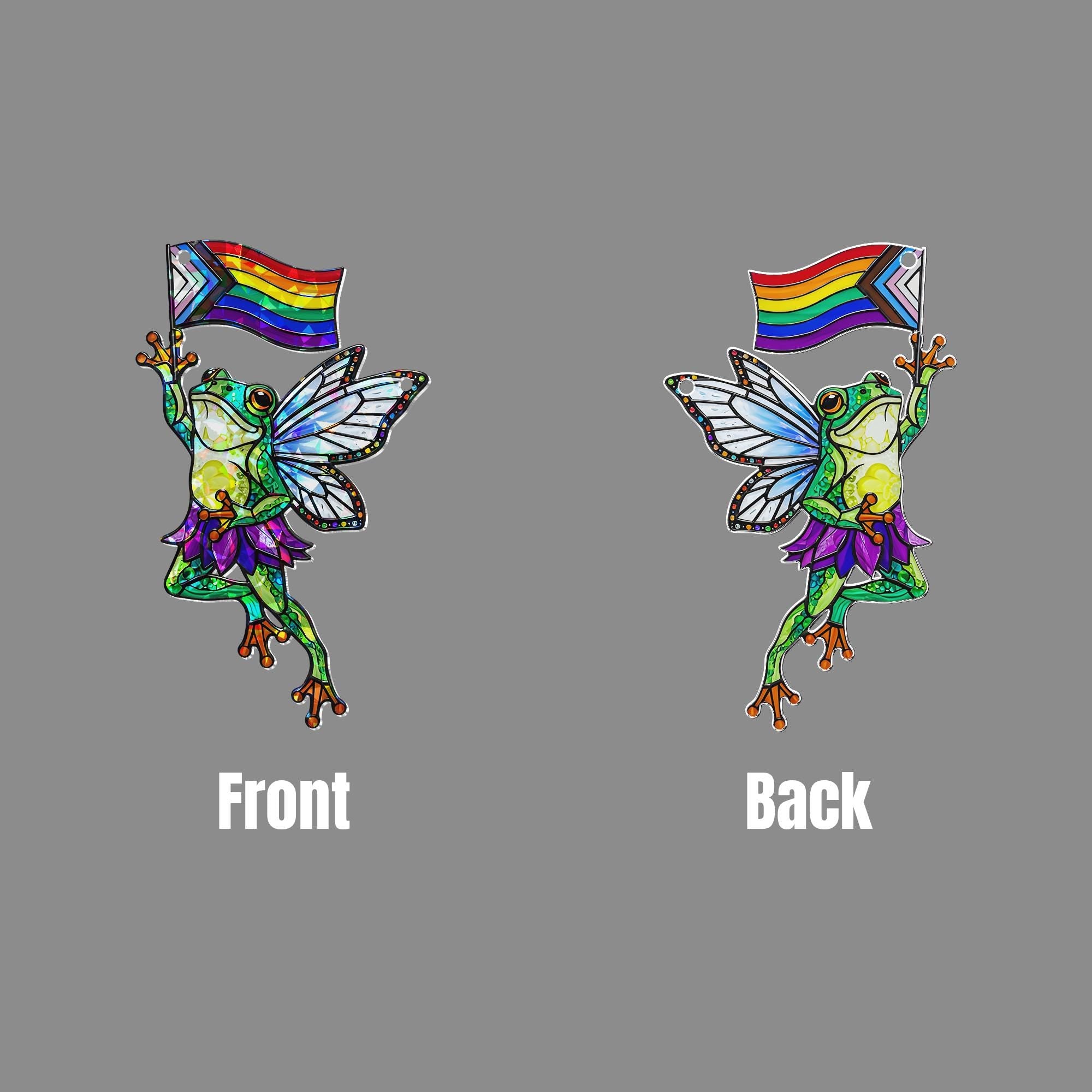Fairy Frog Pride Decor, Hologram Frog Art, LGBTQ Wall Decor, Cute Queer Gift, Pride Flag Fairycore, Magical Animal Decor, Gay Frog Decor