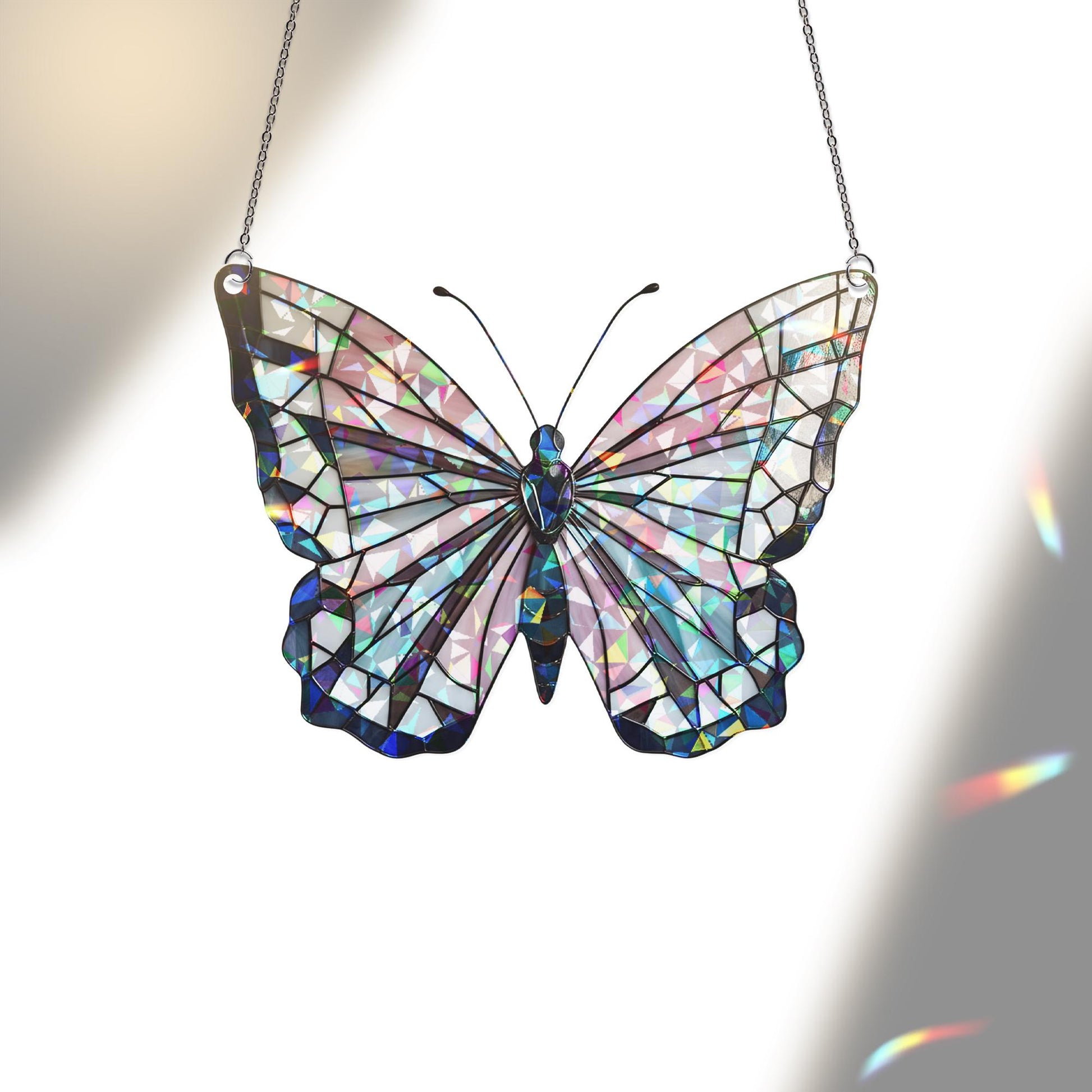 Transgender Pride Butterfly Window Hanging – Holographic Acrylic Suncatcher, LGBTQ+ Pastel Decor, Inclusive Affirmation Gift