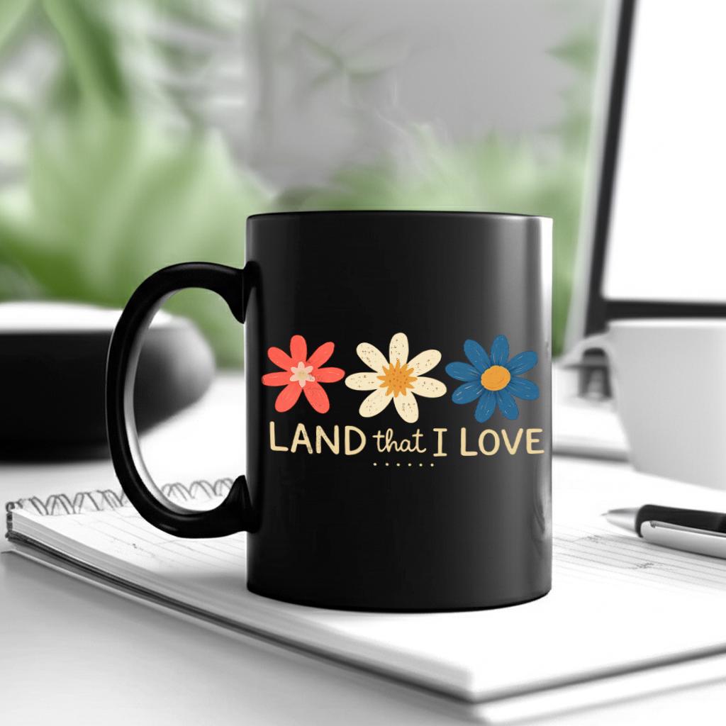 Land That I Love Patriotic Mug – Red White Blue Floral Coffee Cup, 4th of July USA Gift, Country Summer Office Mug