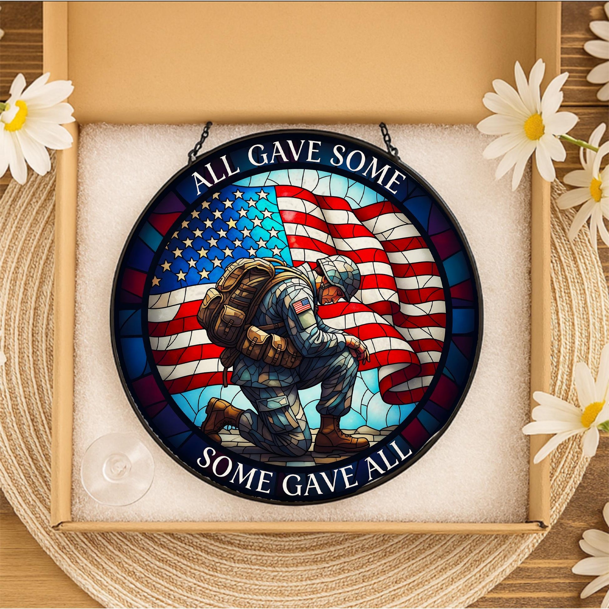 All Gave Some Some Gave All Glass Suncatcher – Patriotic Memorial Window Hanging, 4th of July Veteran Tribute Decor Gift