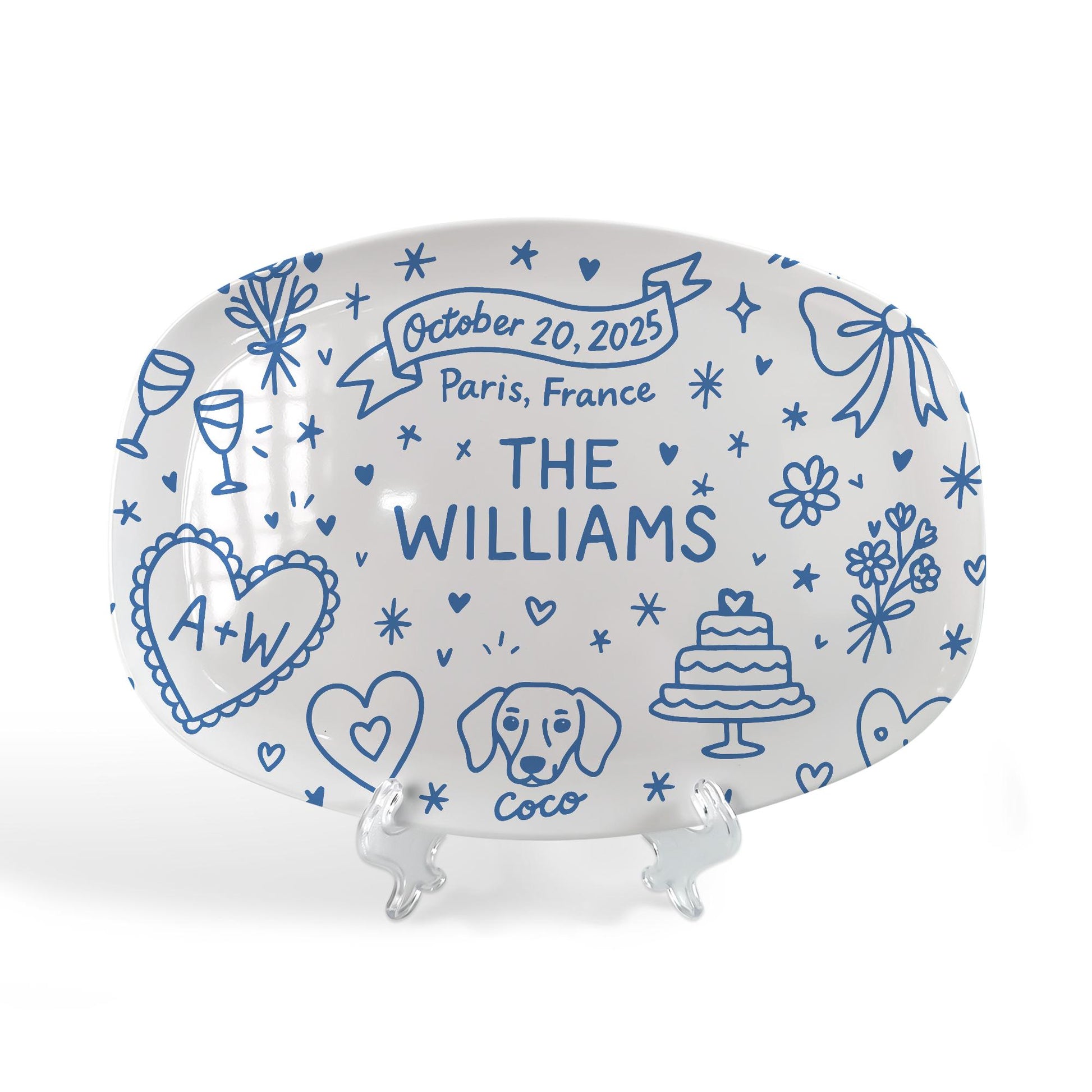 Custom Wedding Platter – Personalized Bridal Gift with Names, Date & Location–Unique Keepsake for Bride and Groom, Bridal shower, DECOR ONLY