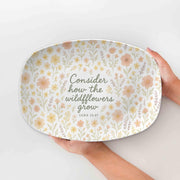 Christian Floral Platter – “Consider How the Wildflowers Grow” Luke 12:27 – Faith-Inspired Home Decor or Scripture Gift