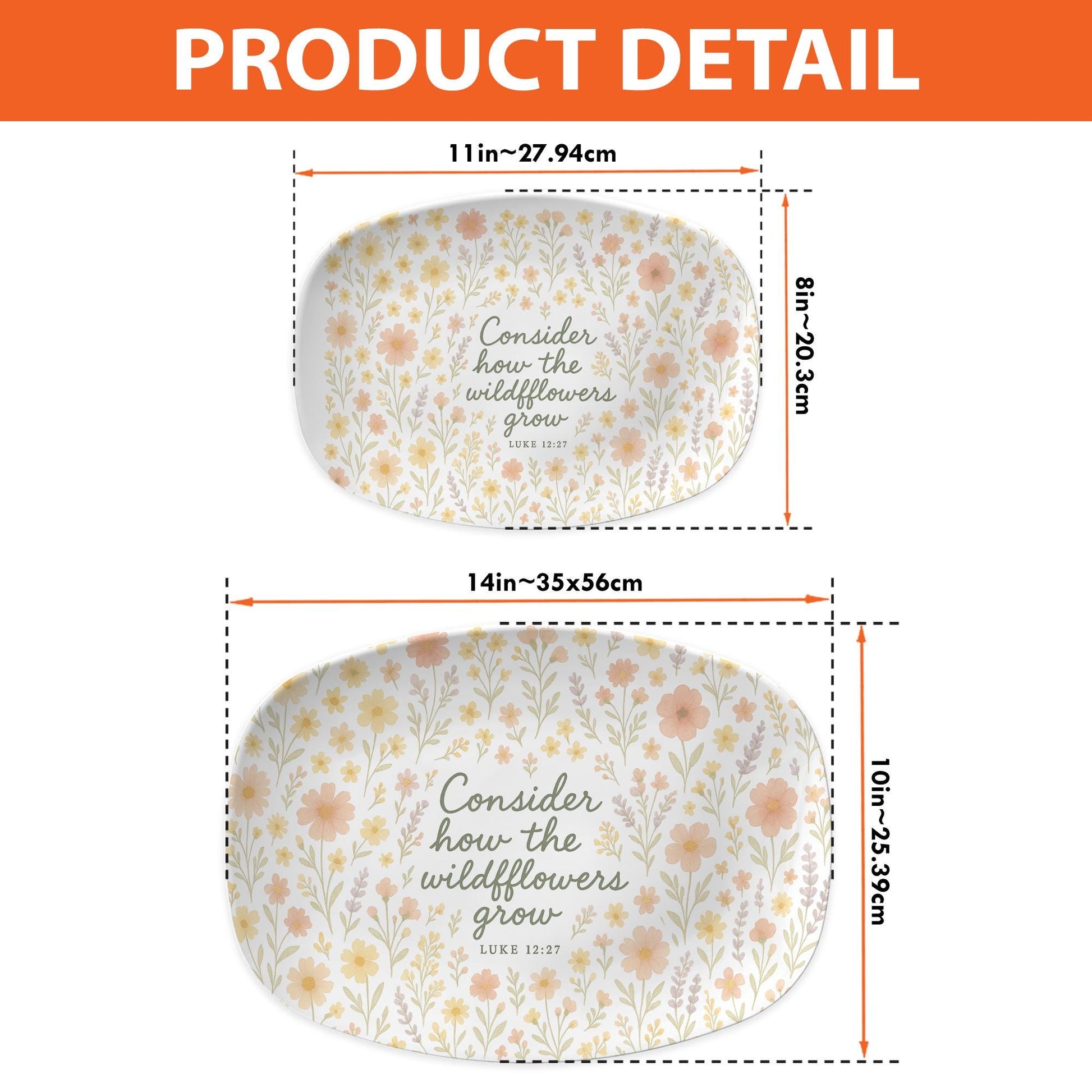 Christian Floral Platter – “Consider How the Wildflowers Grow” Luke 12:27 – Faith-Inspired Home Decor or Scripture Gift