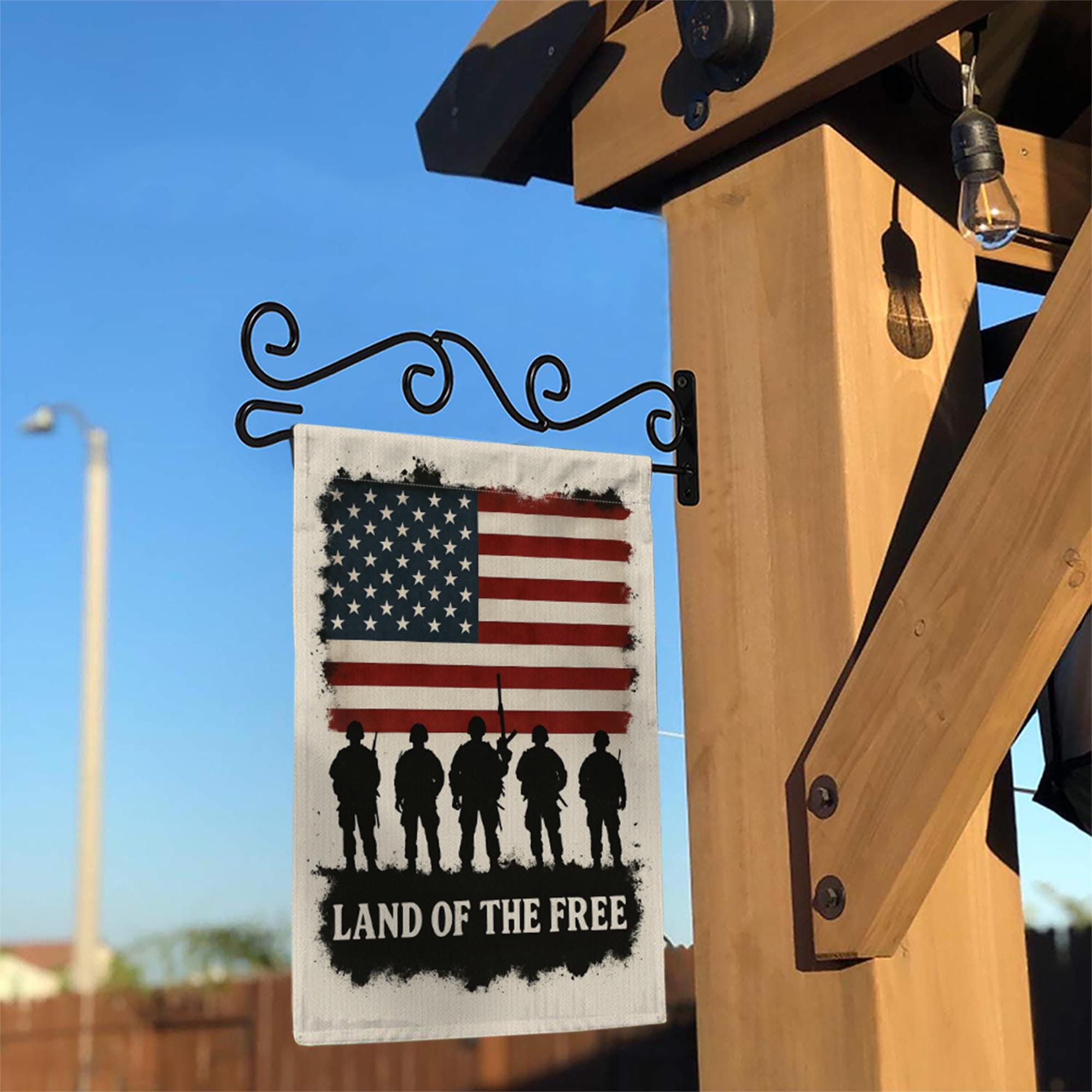 Patriotic Garden Flag – Land of the Free Military Yard Decor – American Soldier Outdoor Flag for Memorial Day, 4th of July, Veterans