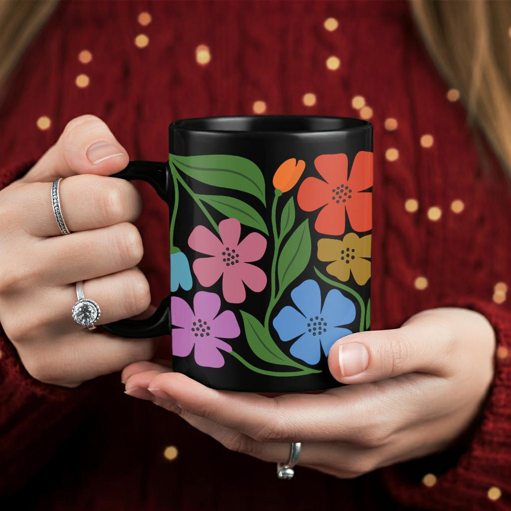 LGBT Resist Floral Mug – Rainbow Pride Coffee Cup – Colorful Protest Art Gift for Activists, Allies, Feminists & Queer Supporters