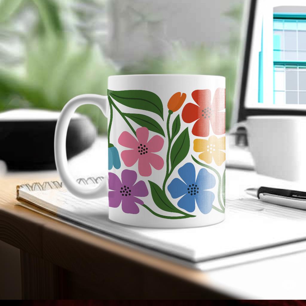 LGBT Resist Floral Mug – Rainbow Pride Coffee Cup – Colorful Protest Art Gift for Activists, Allies, Feminists & Queer Supporters