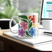 LGBT Resist Floral Mug – Rainbow Pride Coffee Cup – Colorful Protest Art Gift for Activists, Allies, Feminists & Queer Supporters