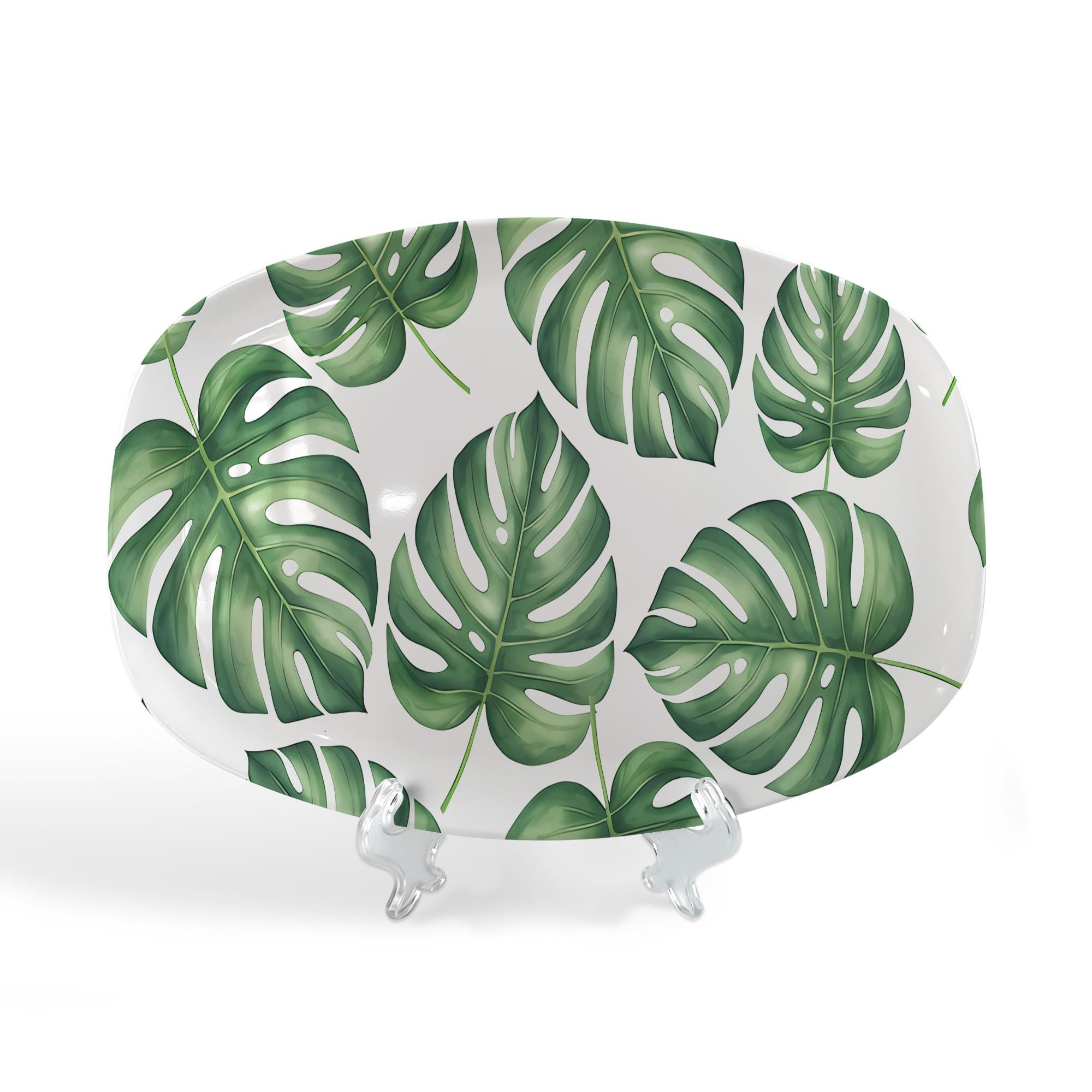 Monstera Leaf Platter, Tropical Decor Plate, Jungle Theme Tray, Botanical Serving Dish, Green Leaf Centerpiece, Housewarming Gift
