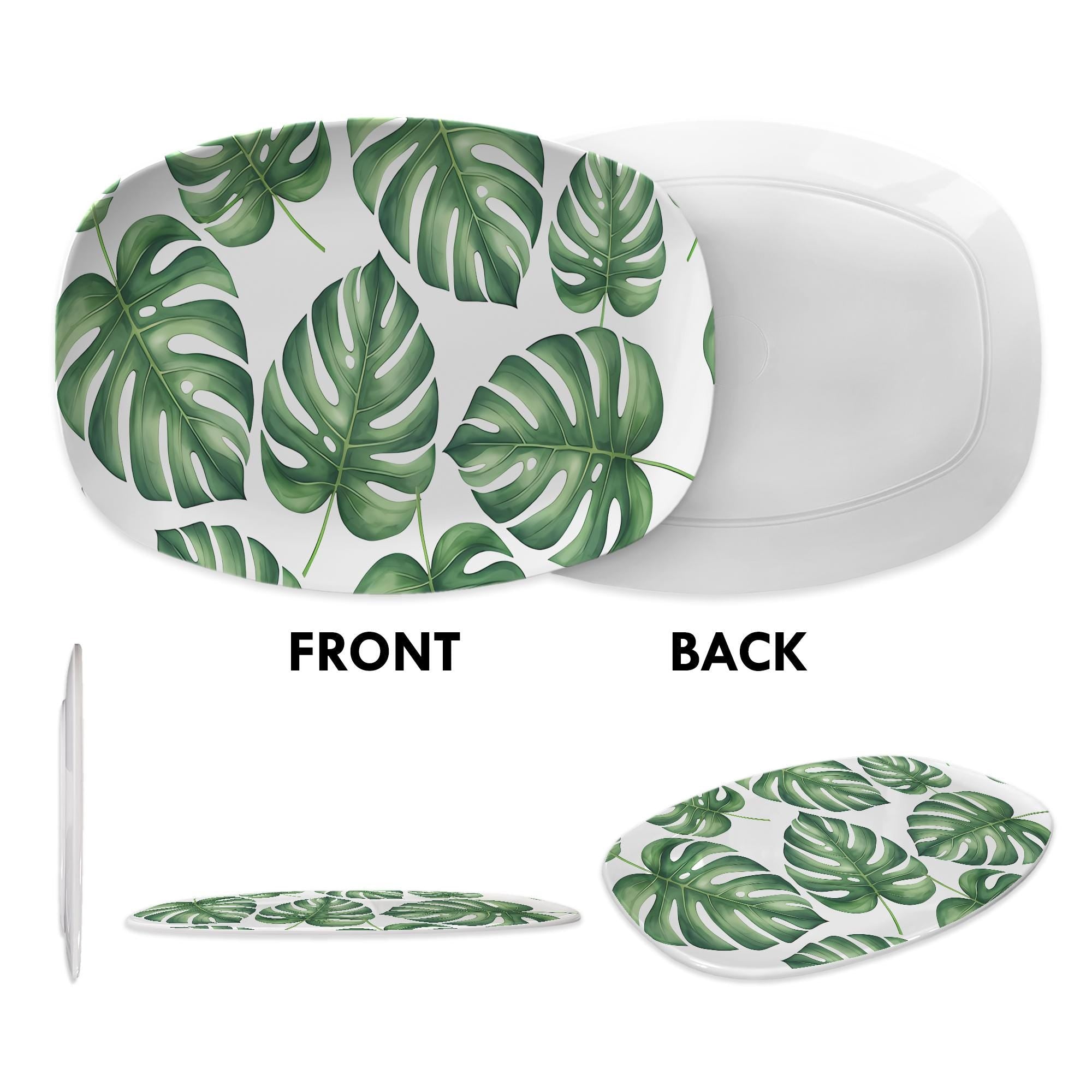 Monstera Leaf Platter, Tropical Decor Plate, Jungle Theme Tray, Botanical Serving Dish, Green Leaf Centerpiece, Housewarming Gift