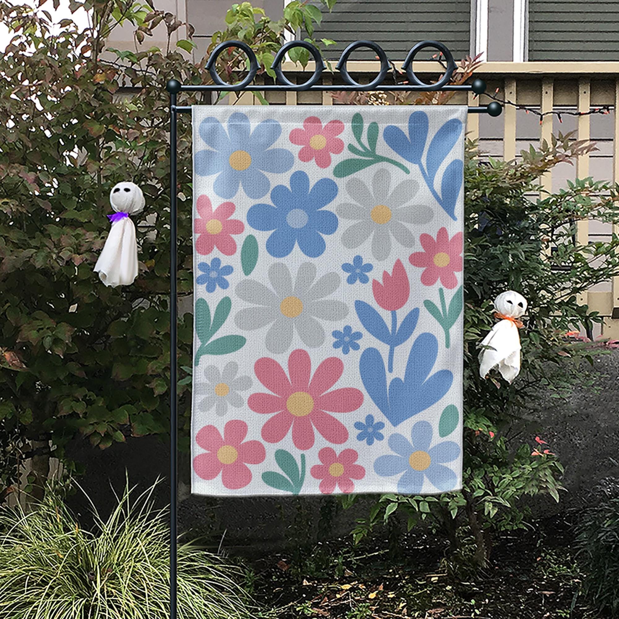 Pastel Floral Garden Flag – Cute Spring Yard Decor with Colorful Flowers, Outdoor Flag for Garden, Porch or Patio Decoration