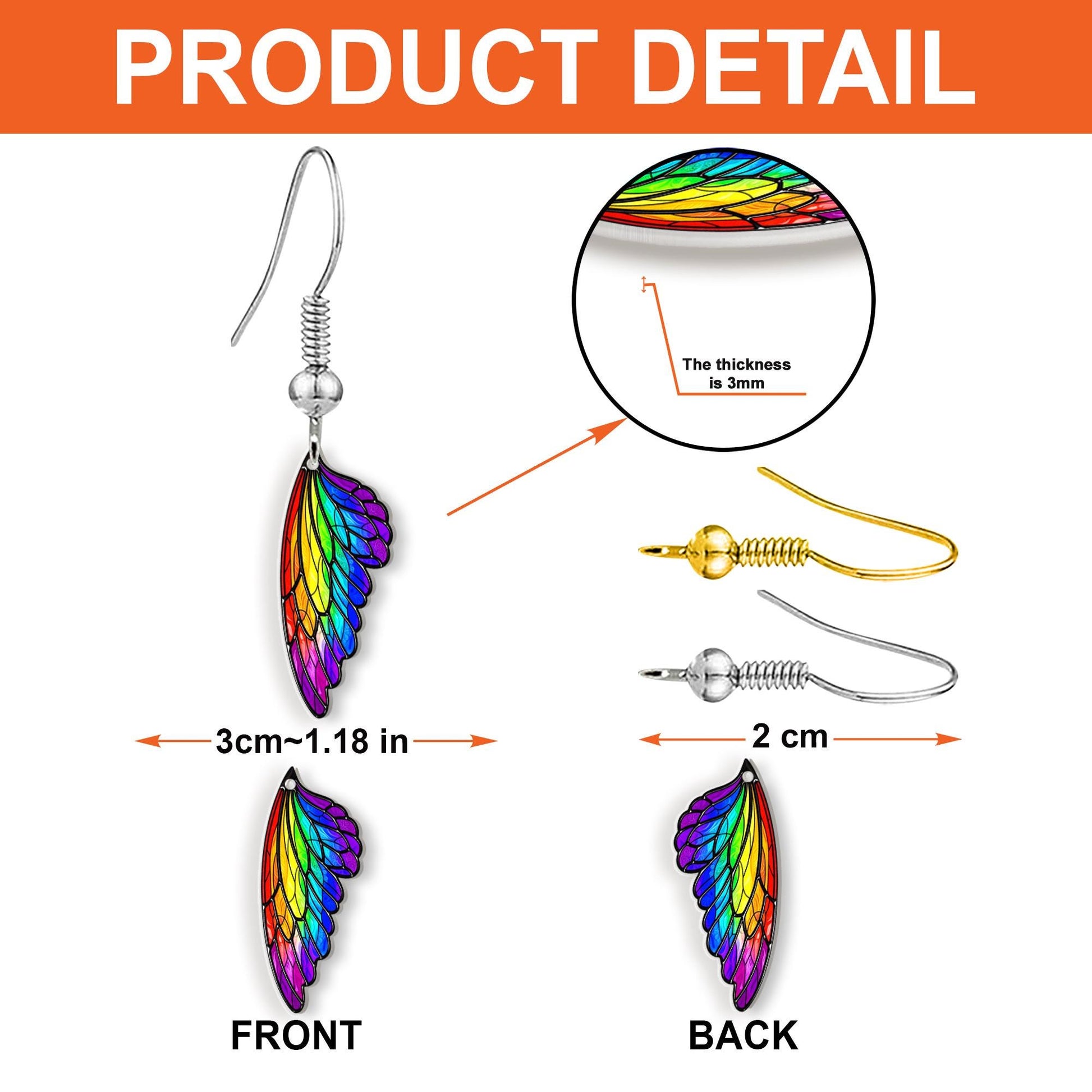 Rainbow Fairy Wing Earrings – Pride Month LGBTQ+ Jewelry – Colorful Magical Wings Gift for Queer Friends, Allies & Festival Looks