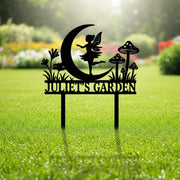 Personalized Fairy Garden Metal Sign - Custom Name Yard Decor - Outdoor Garden Art - Whimsical Fairy Silhouette - Unique Gift for Homeowners