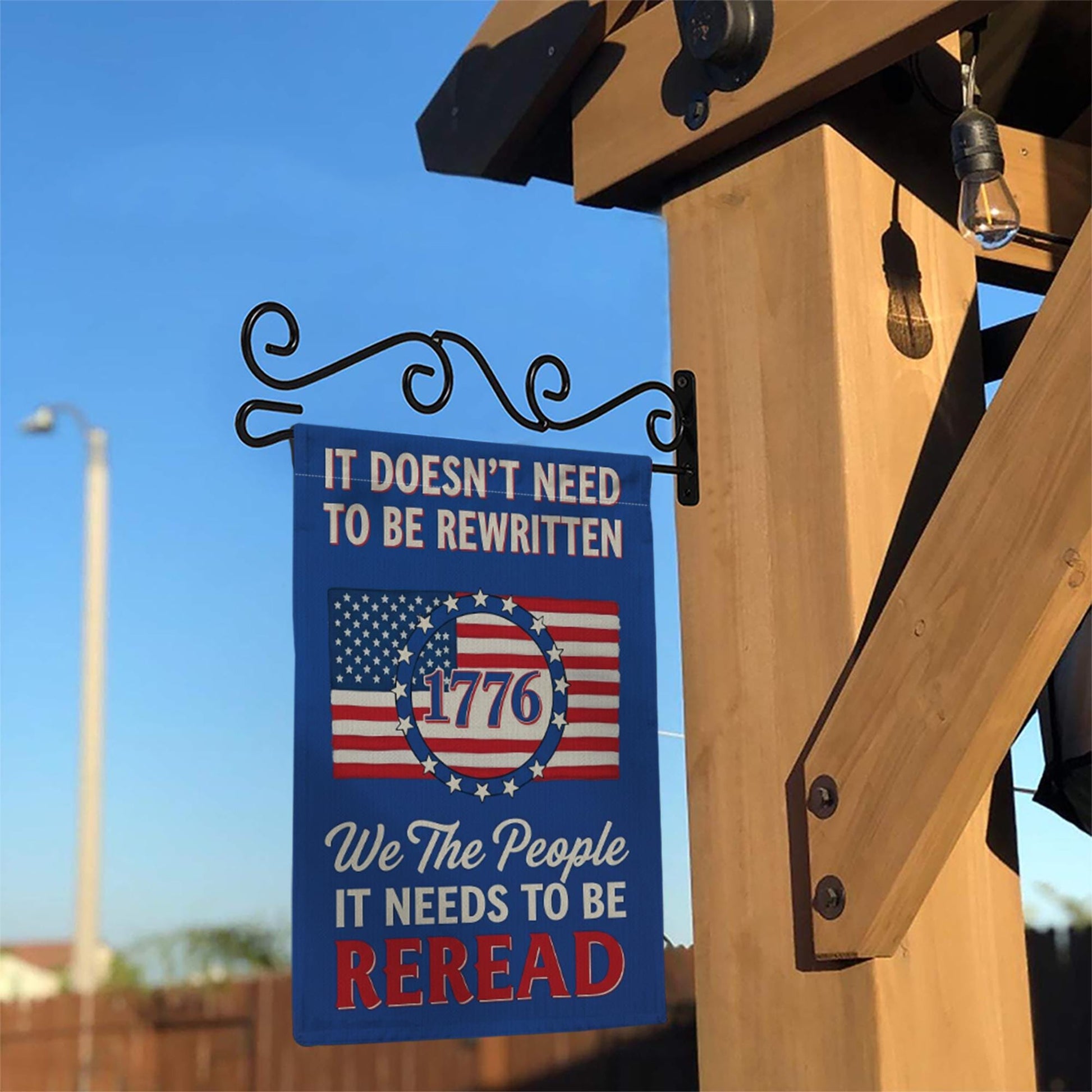 1776 Patriotic Garden Flag – “It Doesn’t Need to Be Rewritten” – We The People Yard Decor – USA Constitution Outdoor Banner, July 4th Decor