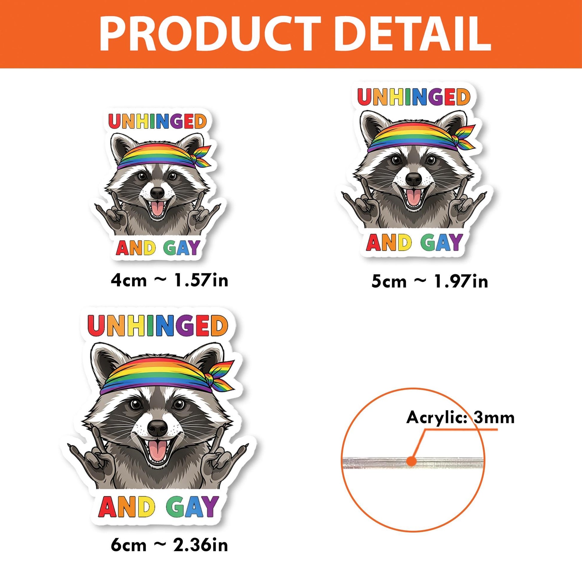 Unhinged and Gay Raccoon Badge Reel, Funny LGBTQ+ Pride Retractable ID Holder, Nurse Teacher Office Gift, Cute Animal Accessory Work ID