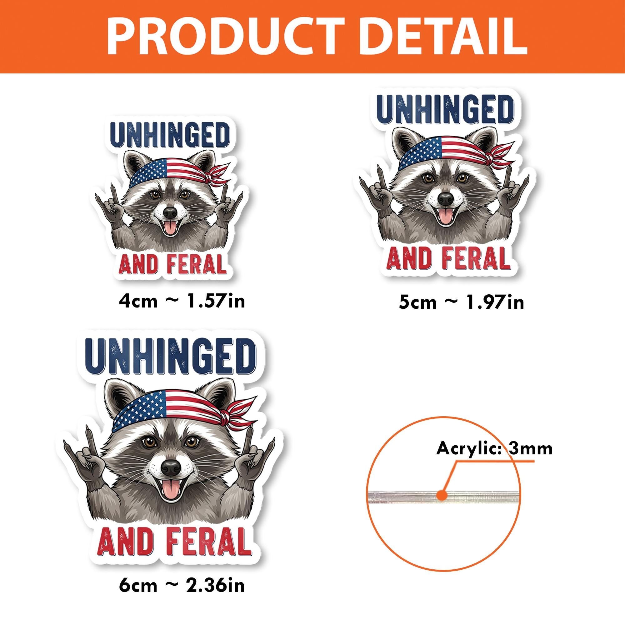 Unhinged and Feral Raccoon Badge Reel, Funny Trash Panda ID Holder, USA Flag Rock On, Patriotic Nurse Office, Retractable Clip, 4th Of July