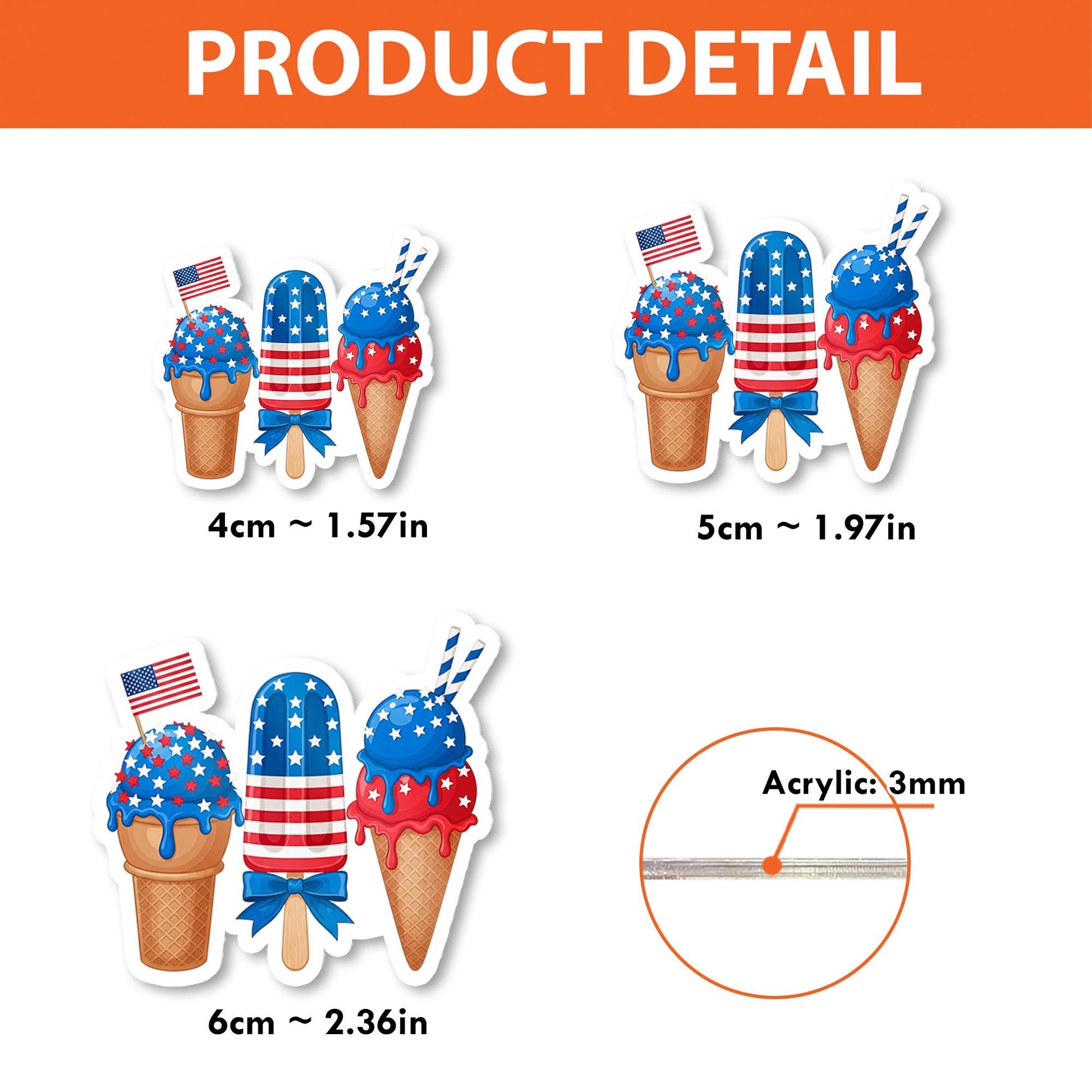 Patriotic Ice Cream Badge Reel – Cute 4th of July Popsicle ID Holder – Red White Blue Summer Treat Clip for Nurses & Teachers