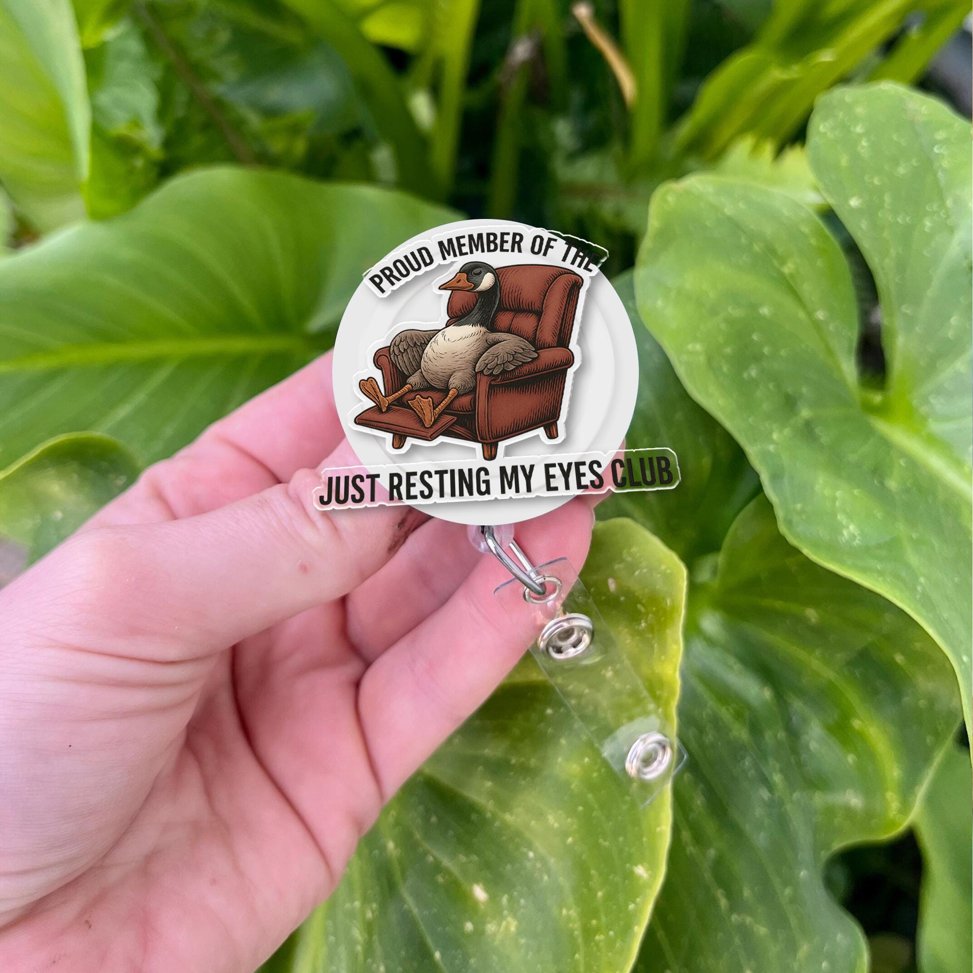 Funny “I’m Just Resting My Eyes” Badge Reel – Humorous Retractable ID Holder for Nurses, Teachers, Office Coworkers, and Sleepy Staff