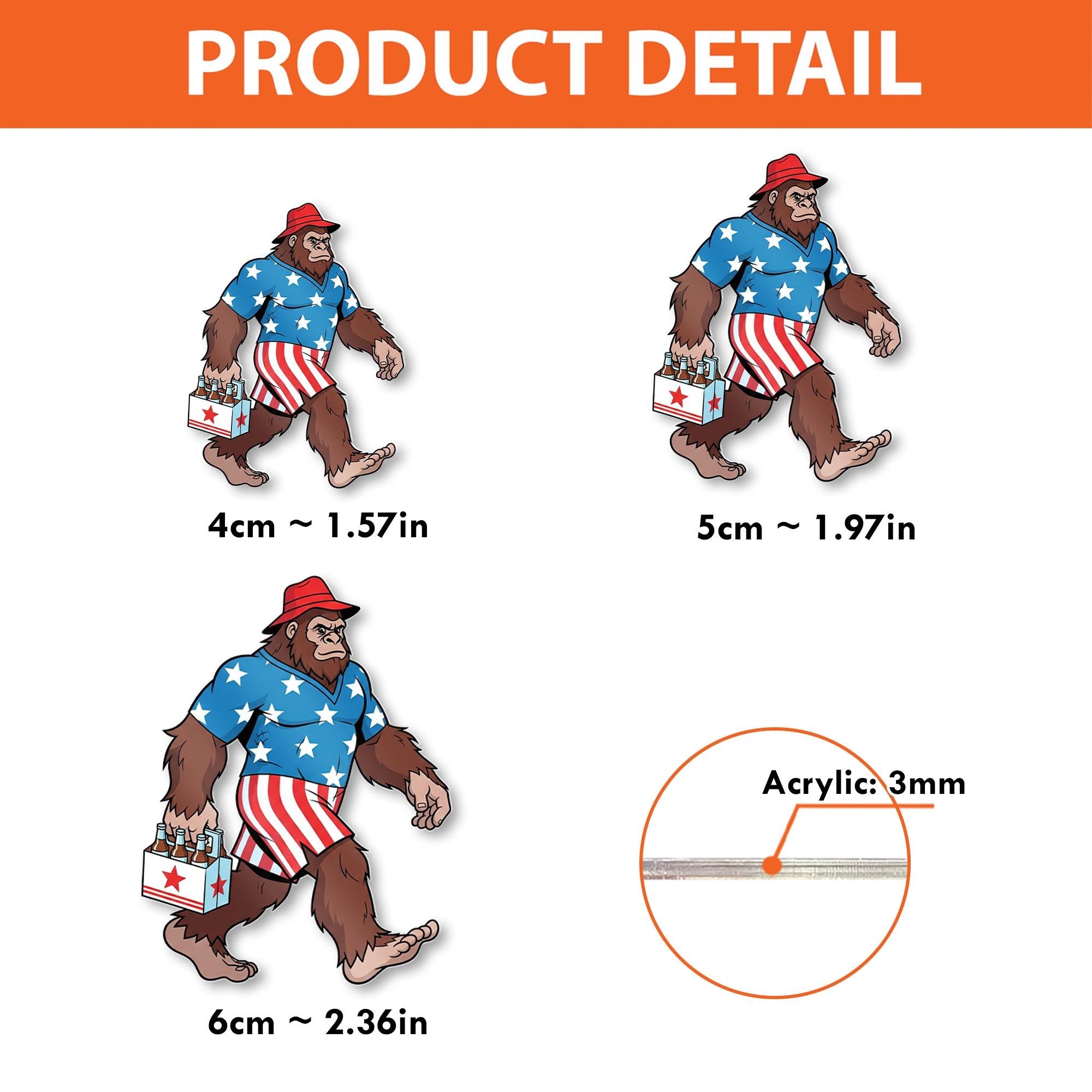 Patriotic Bigfoot Badge Reel – Funny 4th of July Sasquatch ID Holder – USA Summer Outfit Clip – Nurse Teacher Office Accessory