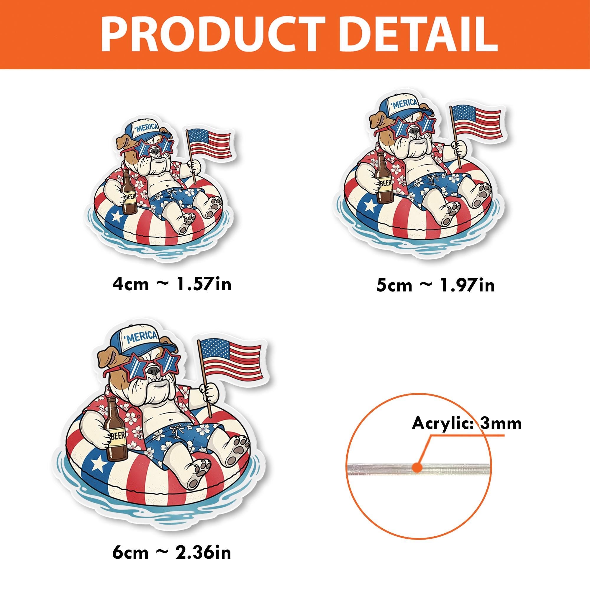 Funny Patriotic Bulldog Badge Reel – 4th of July Dog in Pool Float ID Holder – ‘Merica Summer Clip for Nurse, Vet, or Teacher