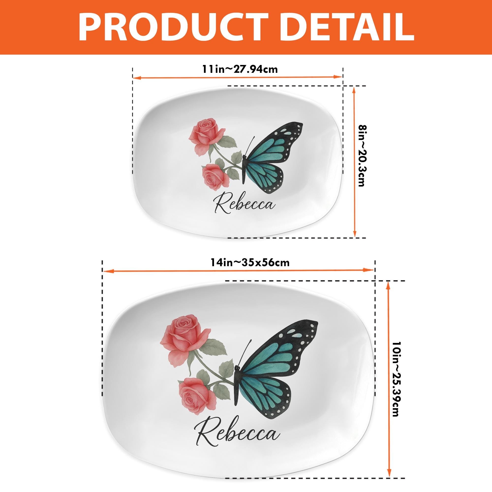Personalized Butterfly with Rose – Custom Name Floral Gift – Memorial or Romantic Keepsake for Her, Garden Decor, Anniversary or Birthday