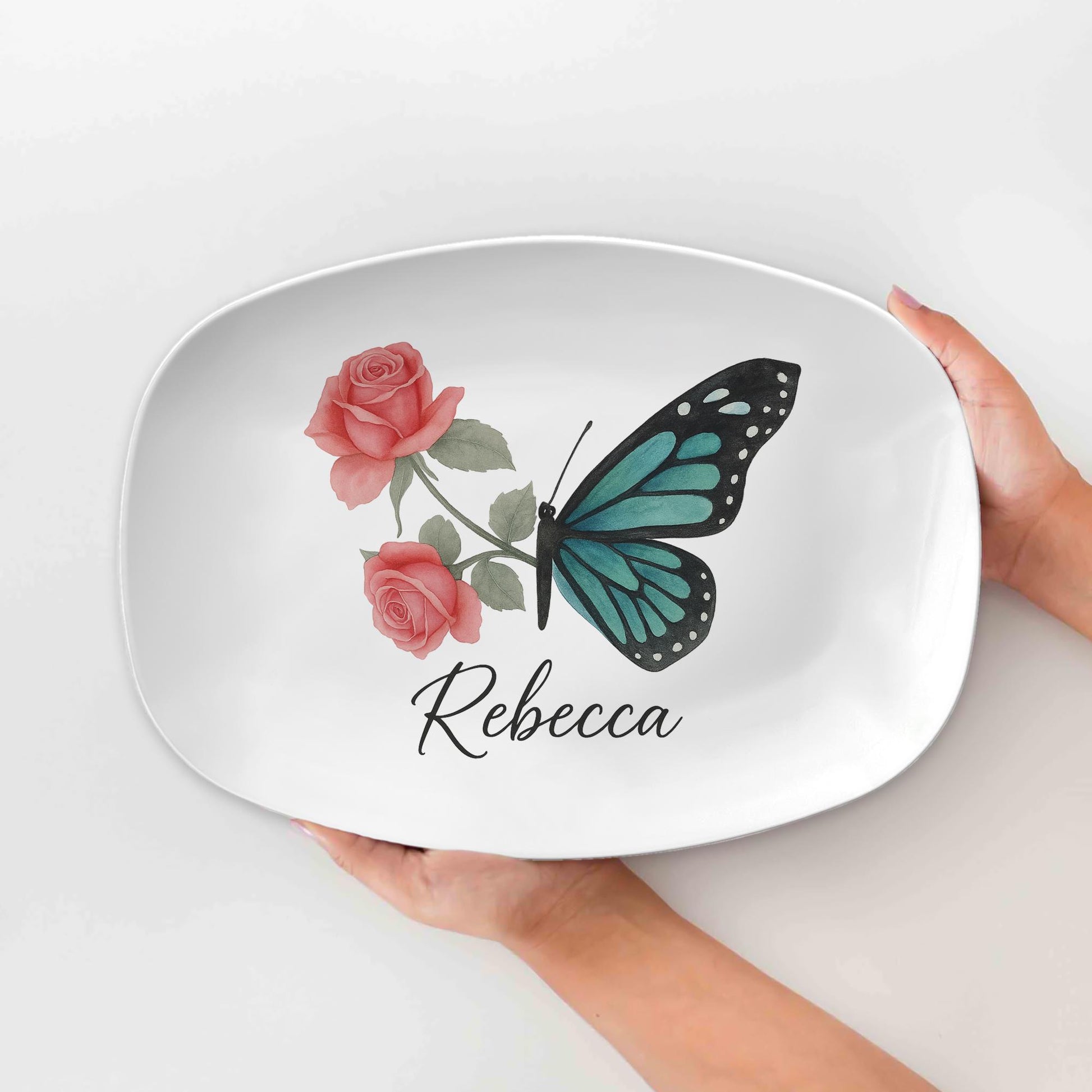 Personalized Butterfly with Rose – Custom Name Floral Gift – Memorial or Romantic Keepsake for Her, Garden Decor, Anniversary or Birthday