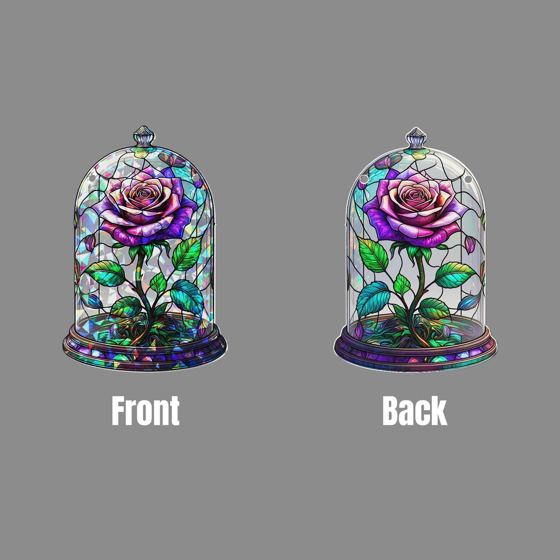 Enchanted Rose Acrylic Window Hanging – Stained Glass Look Sun Catcher, Romantic Flower Decor, Beauty Inspired Gift for Her