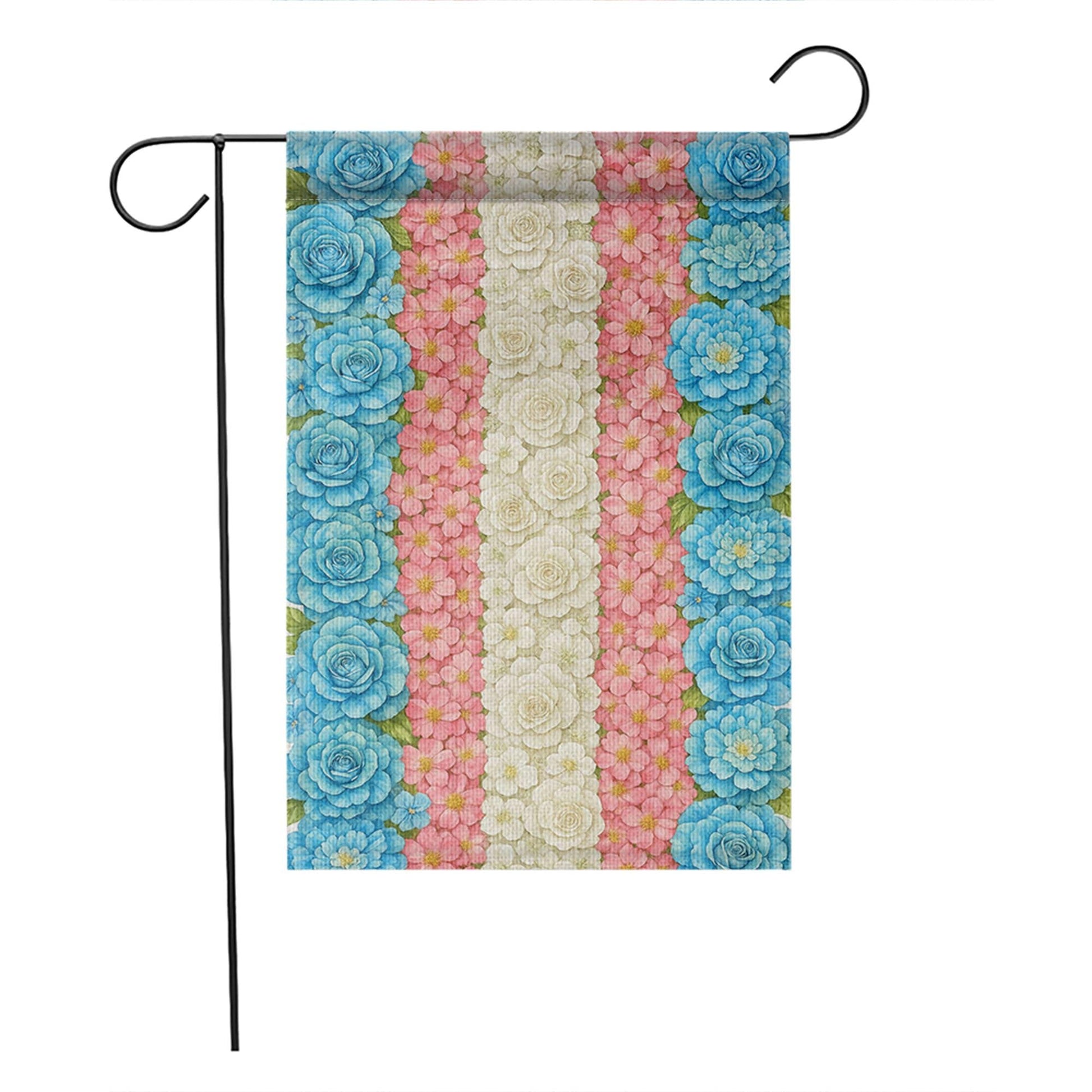 Transgender Pride Garden Flag – Floral Outdoor Decor, LGBT Yard Flag, Pastel Trans Flag Design for Pride Month & Inclusive Landscaping