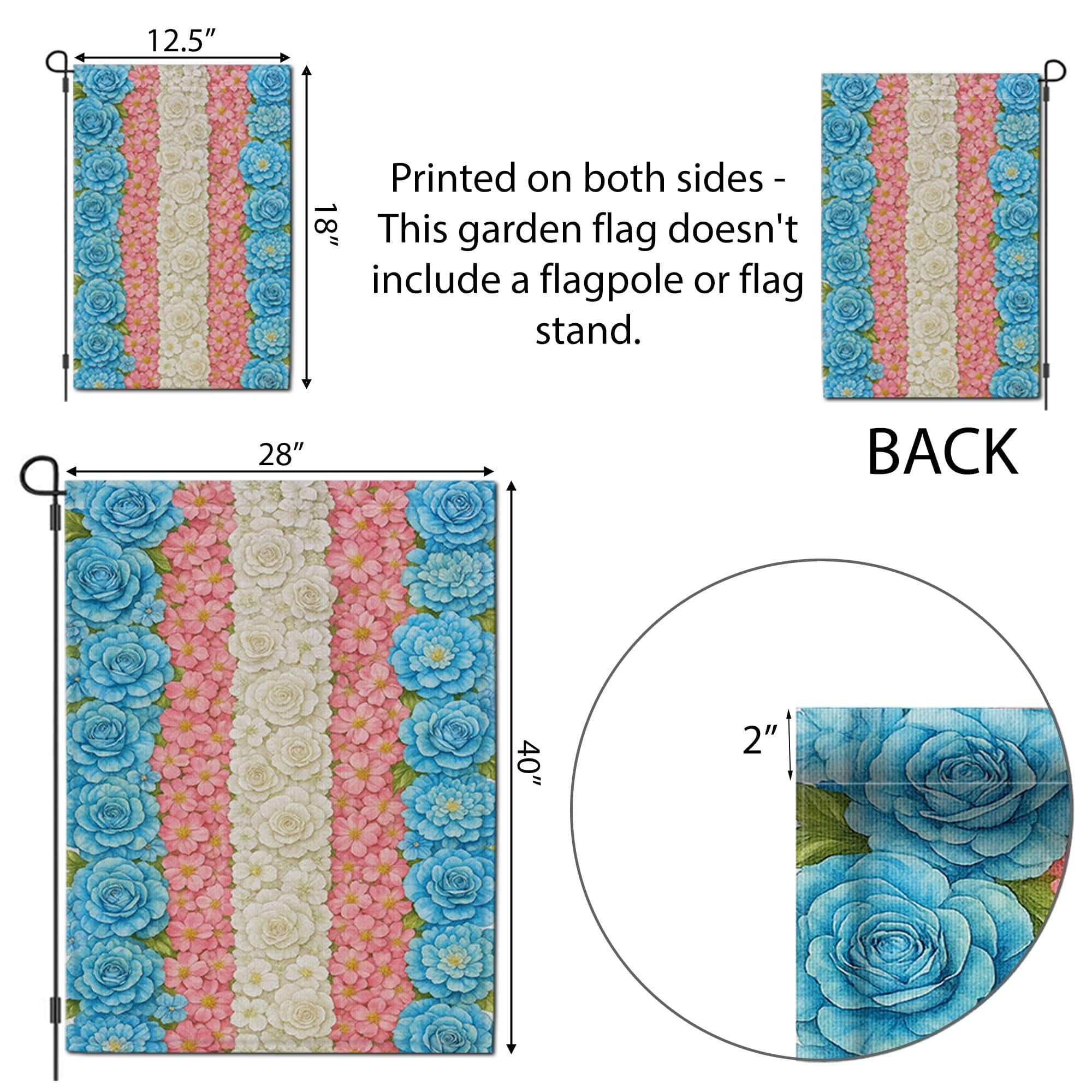 Transgender Pride Garden Flag – Floral Outdoor Decor, LGBT Yard Flag, Pastel Trans Flag Design for Pride Month & Inclusive Landscaping