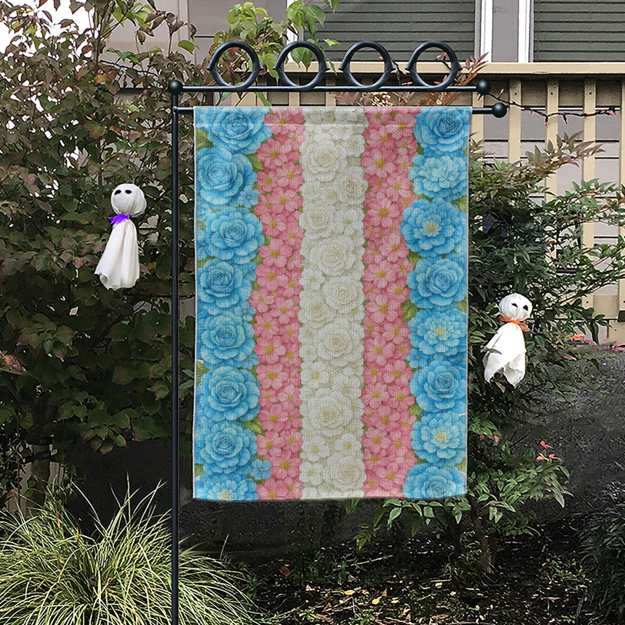 Transgender Pride Garden Flag – Floral Outdoor Decor, LGBT Yard Flag, Pastel Trans Flag Design for Pride Month & Inclusive Landscaping