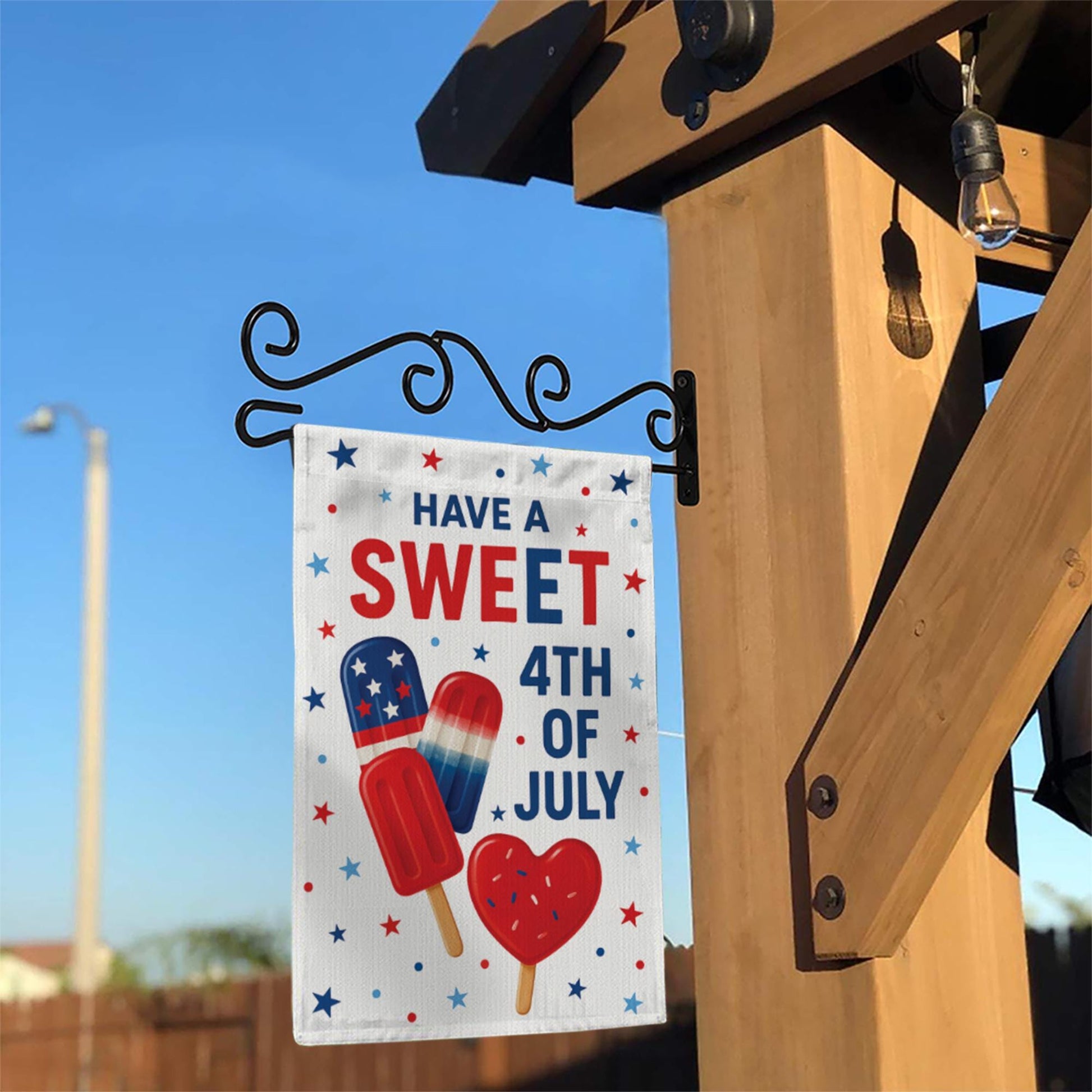 Sweet 4th of July Garden Flag – Patriotic Ice Cream Outdoor Decor, Red White Blue Holiday Yard Flag, Summer Independence Day Banner