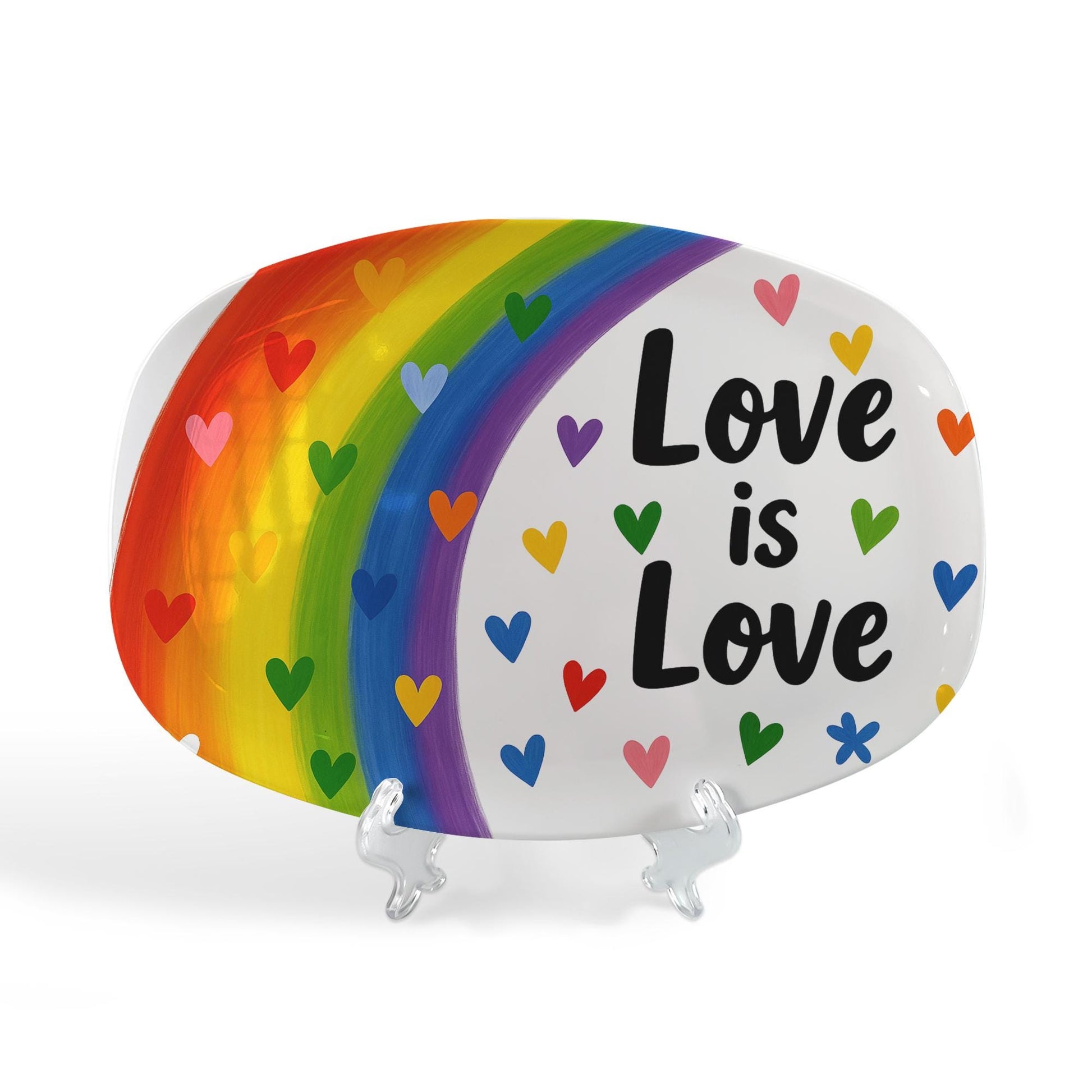 Love is Love Rainbow Platter – Colorful LGBT Pride Serving Tray, Equality Kitchen Decor, LGBTQ+ Gift, Gay Pride Party Plate