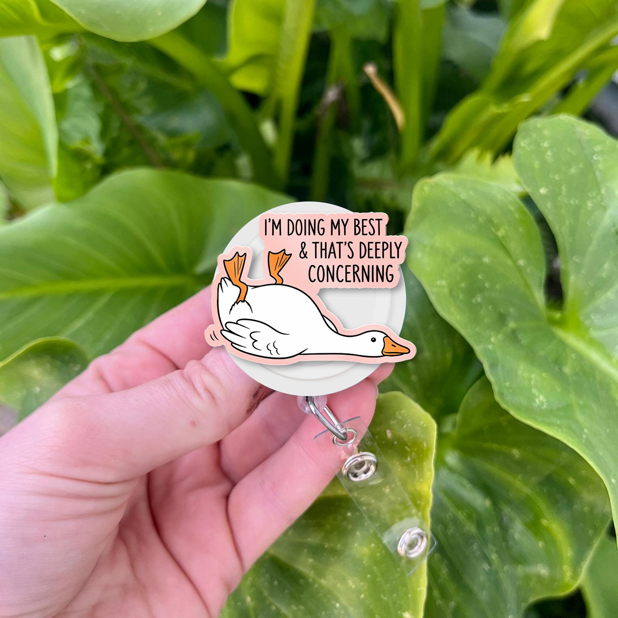 Funny Goose Badge Reel, I'm Doing My Best ID Holder, Cute Nurse Badge Clip, Sarcastic Badge Reel, Work Humor Accessory
