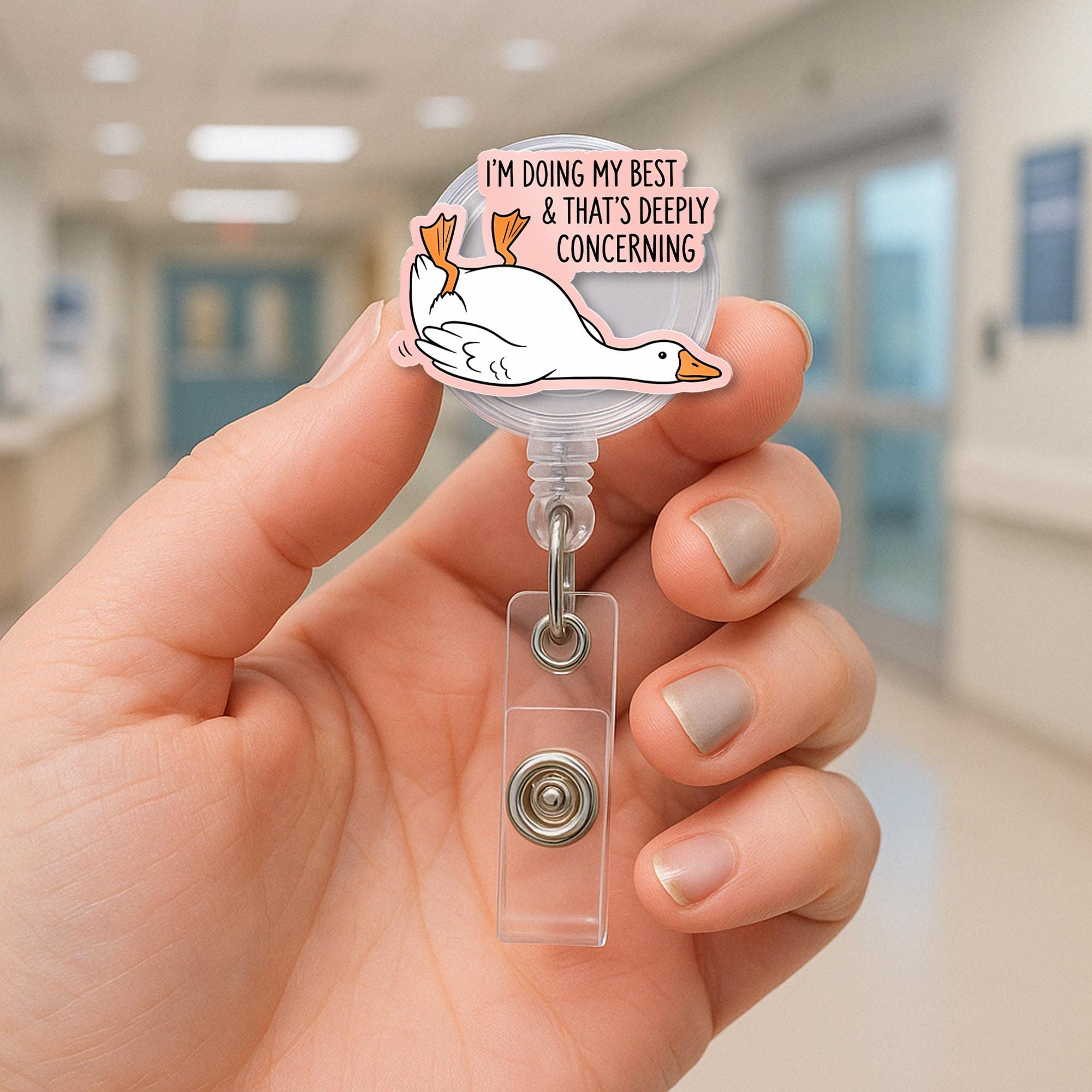 Funny Goose Badge Reel, I'm Doing My Best ID Holder, Cute Nurse Badge Clip, Sarcastic Badge Reel, Work Humor Accessory
