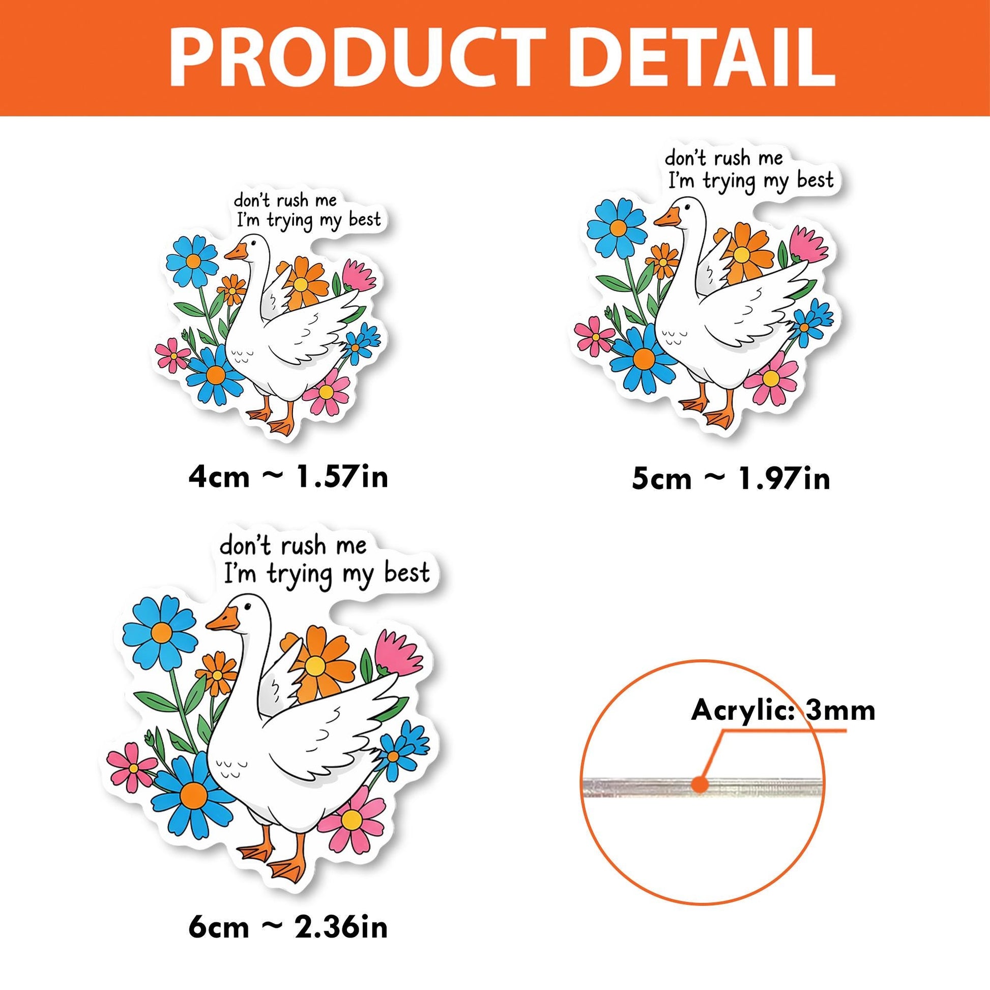 Cute Goose Badge Reel, Don’t Rush Me I'm Trying My Best ID Holder, Funny Nurse Clip, Floral Animal Badge, Work Humor Gift, RN Id Holder