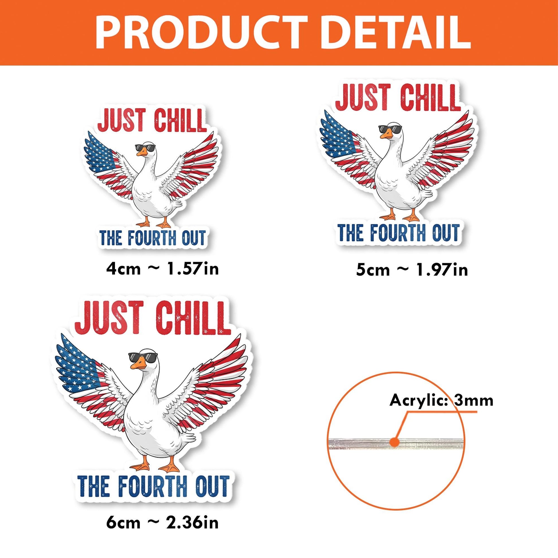 Just Chill the Fourth Out Badge Reel – Funny Patriotic Goose ID Holder – 4th of July Nurse Clip – Red White Blue Retractable Badge