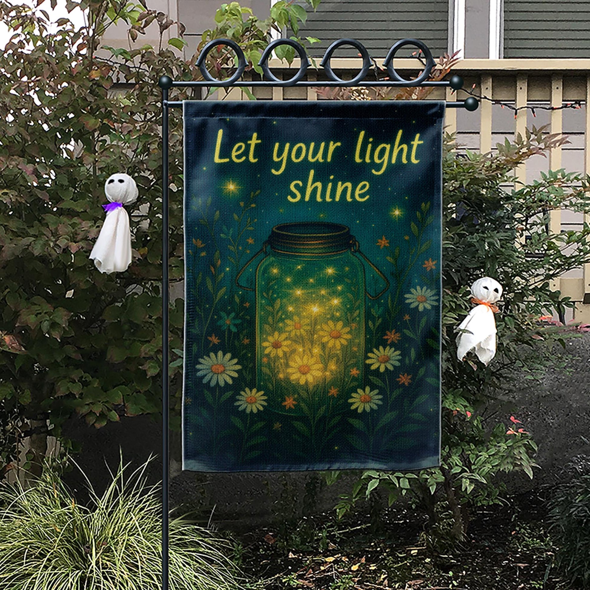 Let Your Light Shine Garden Flag – Inspirational Outdoor Decor, Floral Mason Jar Yard Flag, Uplifting Spring Summer Porch Banner
